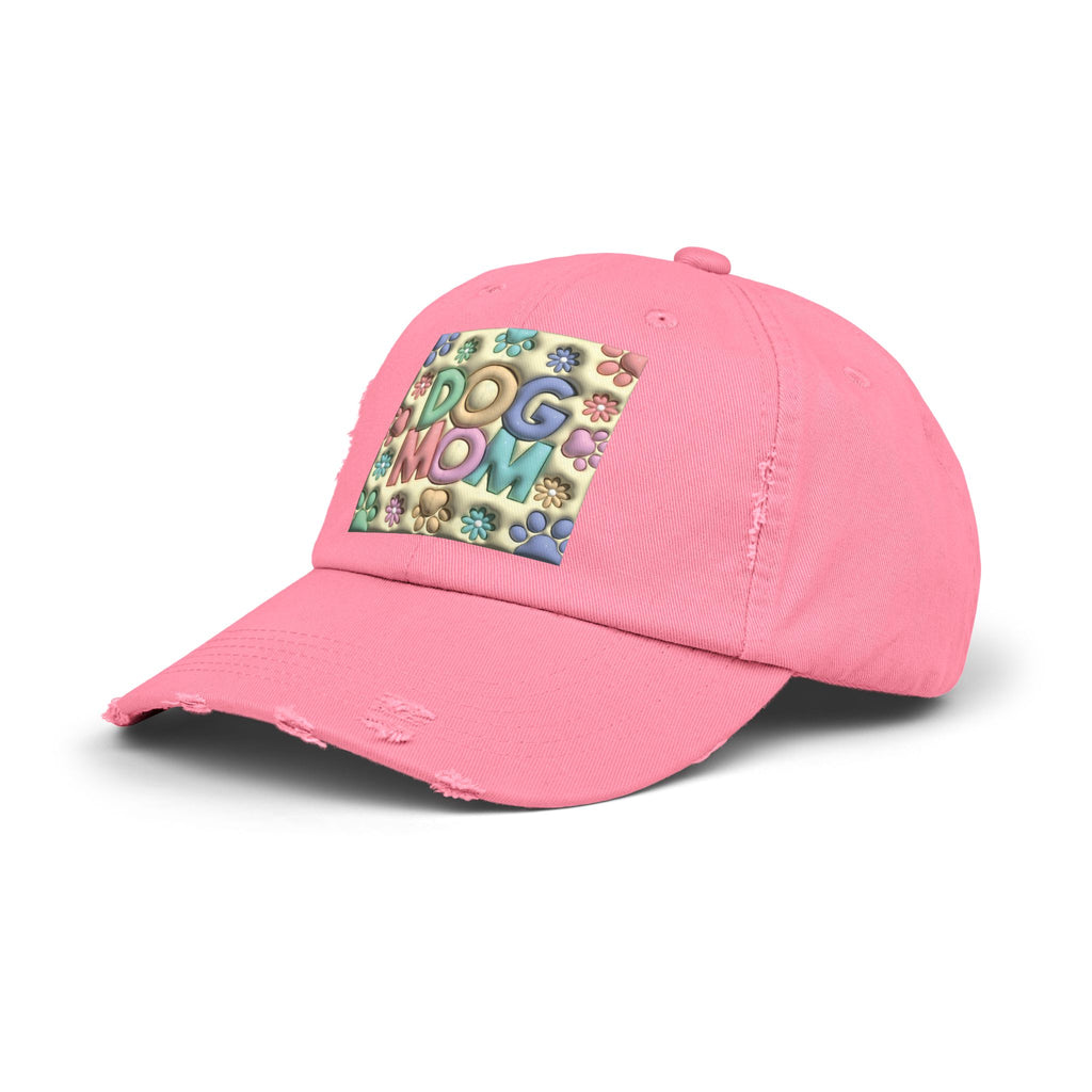 Dog Mom pastel paw print Hat | Distressed Dad Cap