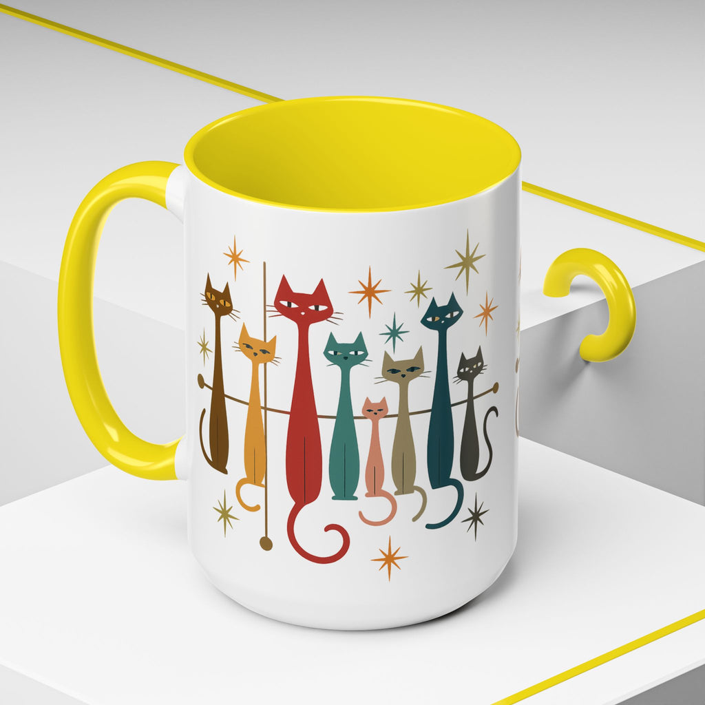 Retro Mid-Century Cats 1950s 1960s Accent Coffee Mug | 11oz 15oz