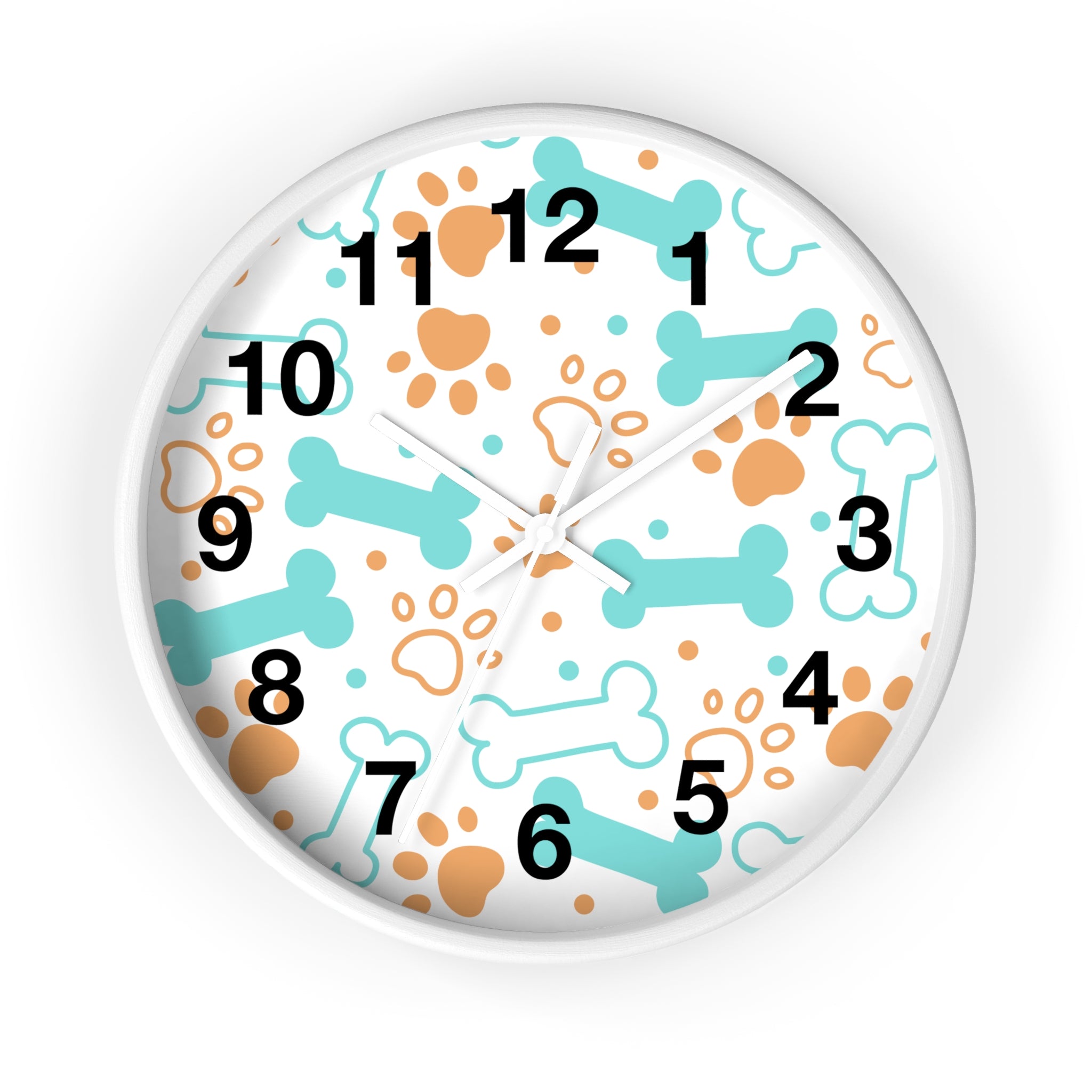 Dog Bones and Paw Prints Wall Clock | Pet-themed Nursery Clock