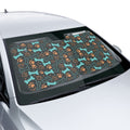 Dog Bone and Paw Print Car Sun Shade | Pet Pattern Windshield Cover