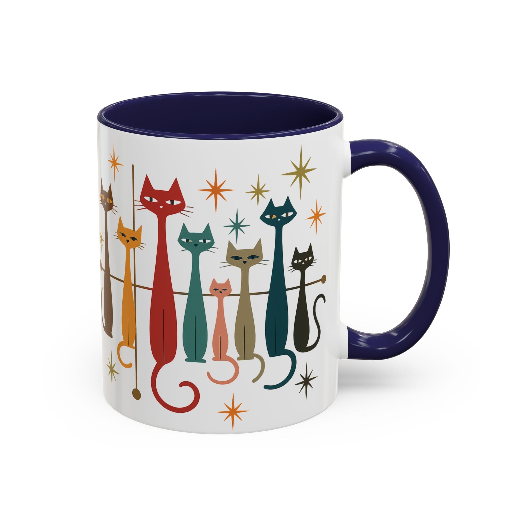 Retro Mid-Century Cats 1950s 1960s Accent Coffee Mug | 11oz 15oz