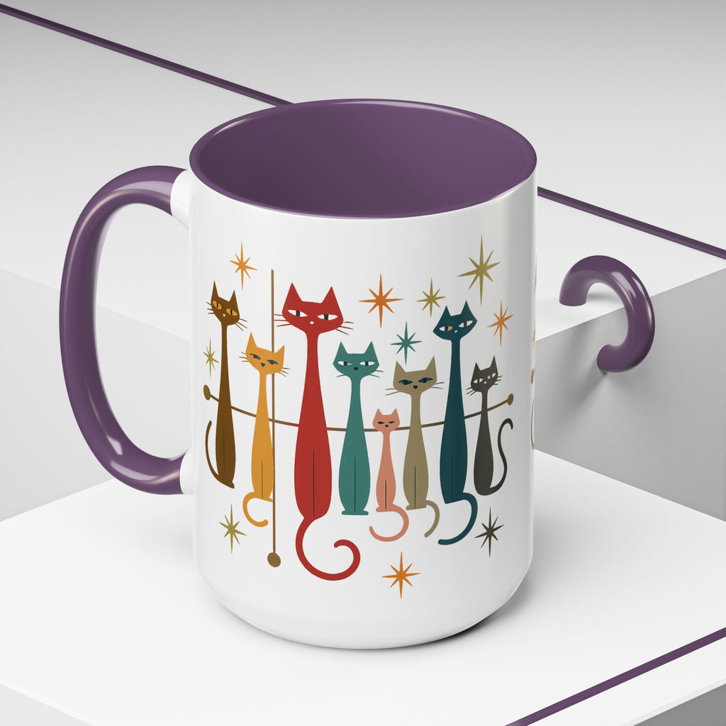 Retro Mid-Century Cats 1950s 1960s Accent Coffee Mug | 11oz 15oz
