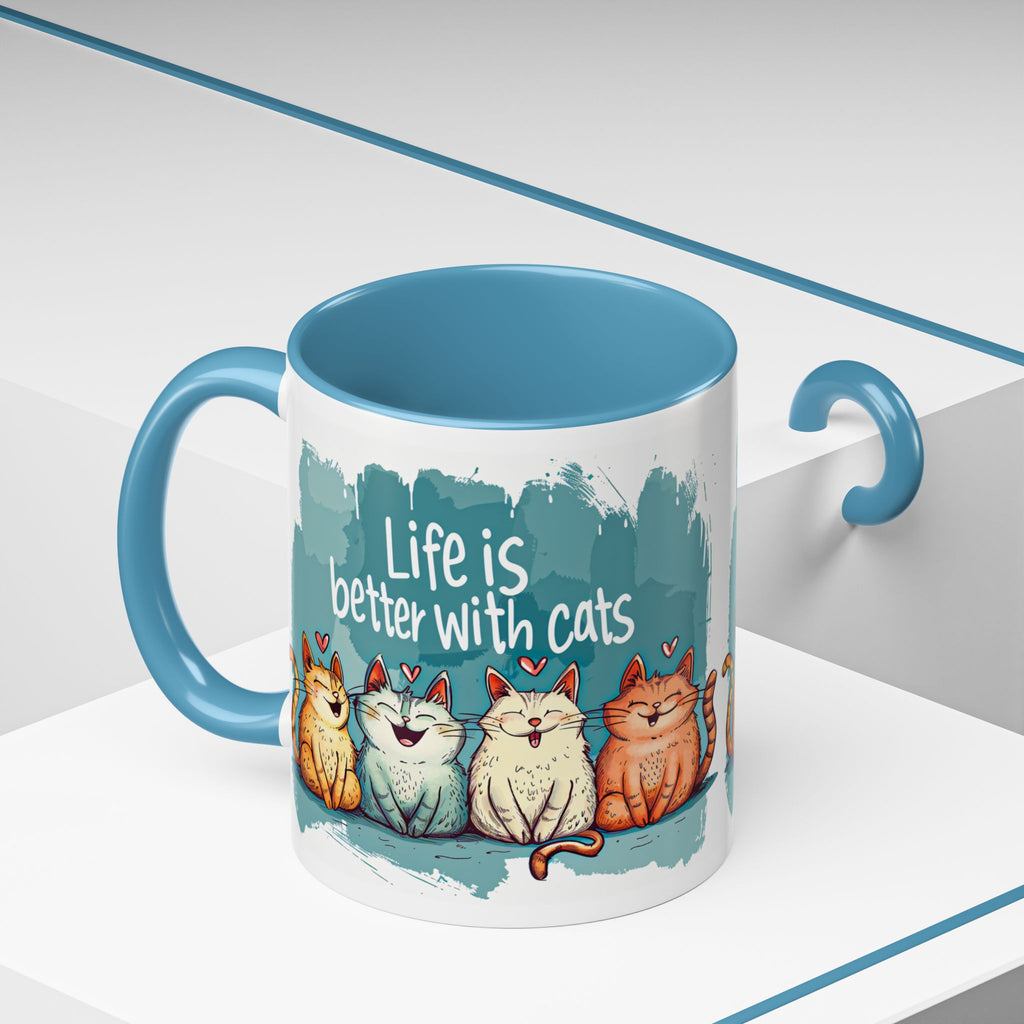 Life Is Better With Cats Coffee Mug | Accent Two-Tone Mug