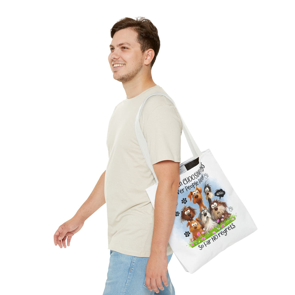 Choosing Dogs Over People Tote Bag | Cute Cartoon Dogs, Paw Print Design