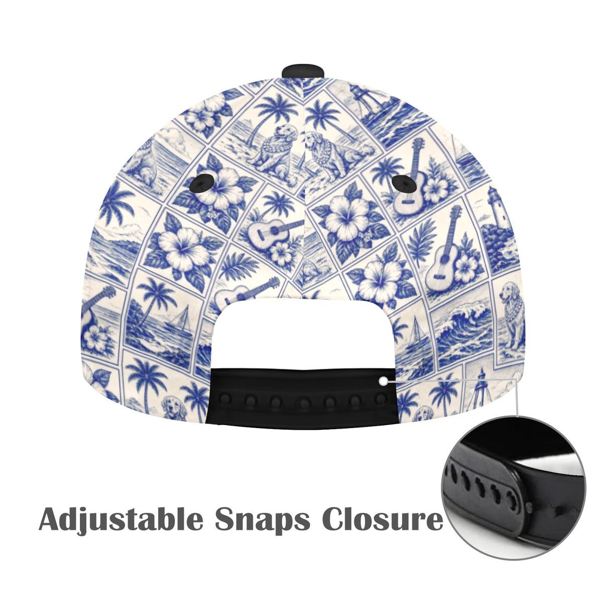 Golden Retriever Surf Style All Over Print Snapback Mom Dad Cap – 7-Panel Chino Cotton Twill Hat