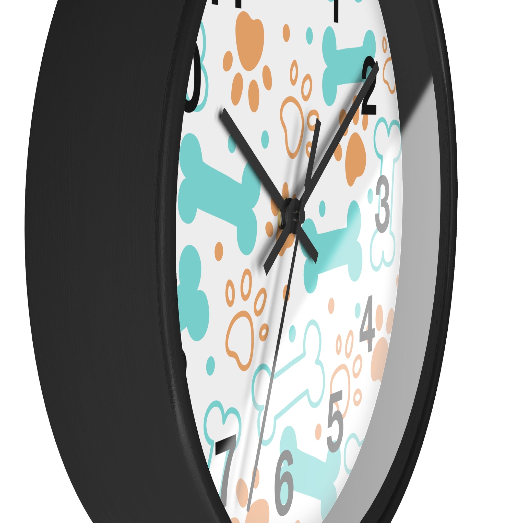 Dog Bones and Paw Prints Wall Clock | Pet-themed Nursery Clock