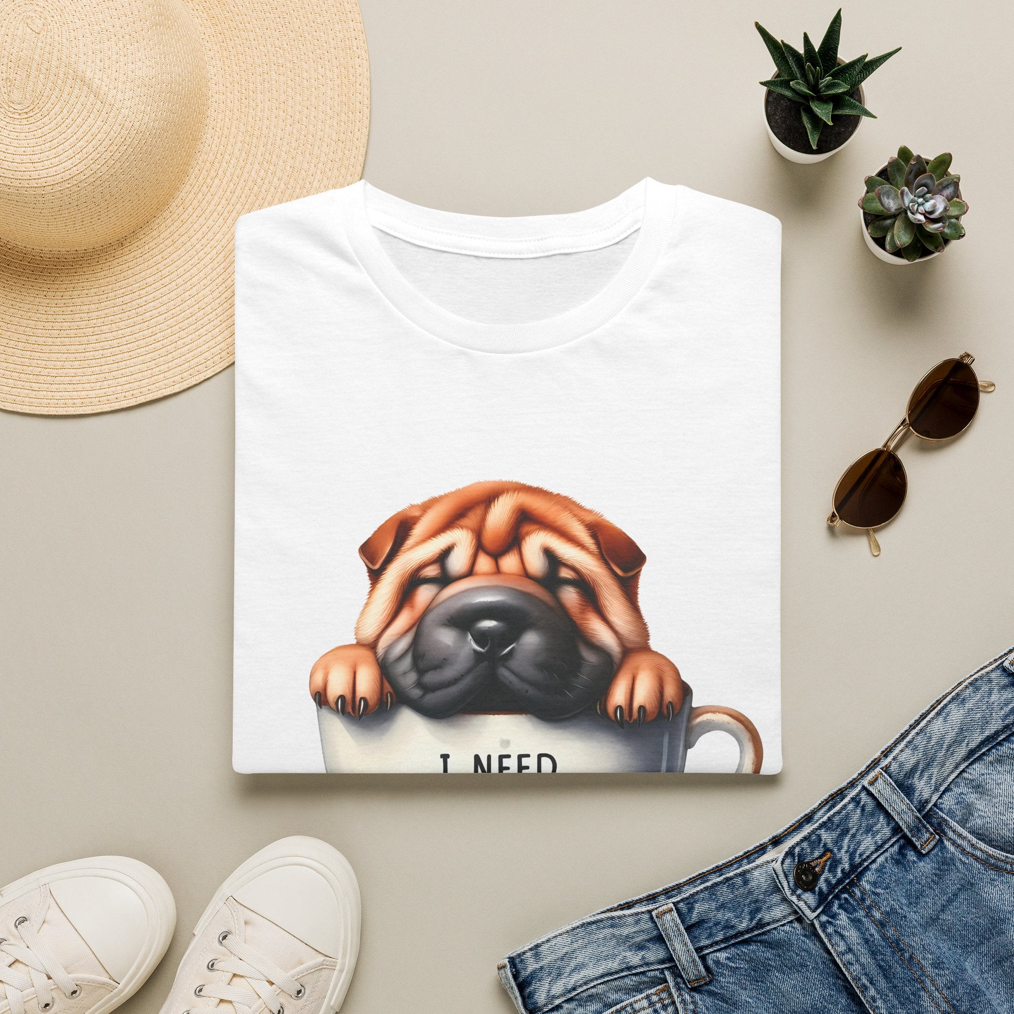 Pug in Coffee Cup T-Shirt | I Need Coffee Puppy Tee