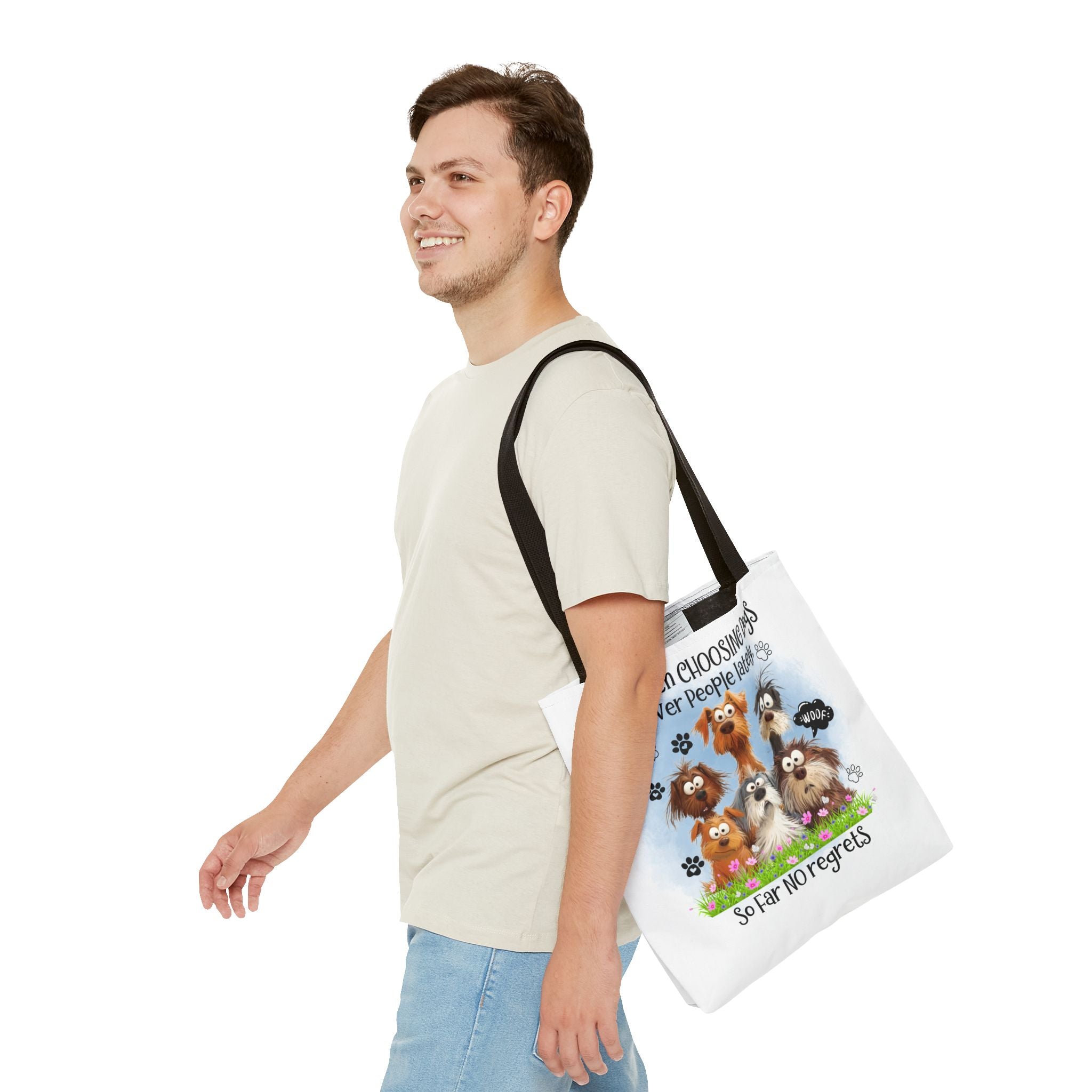 Choosing Dogs Over People Tote Bag | Cute Cartoon Dogs, Paw Print Design