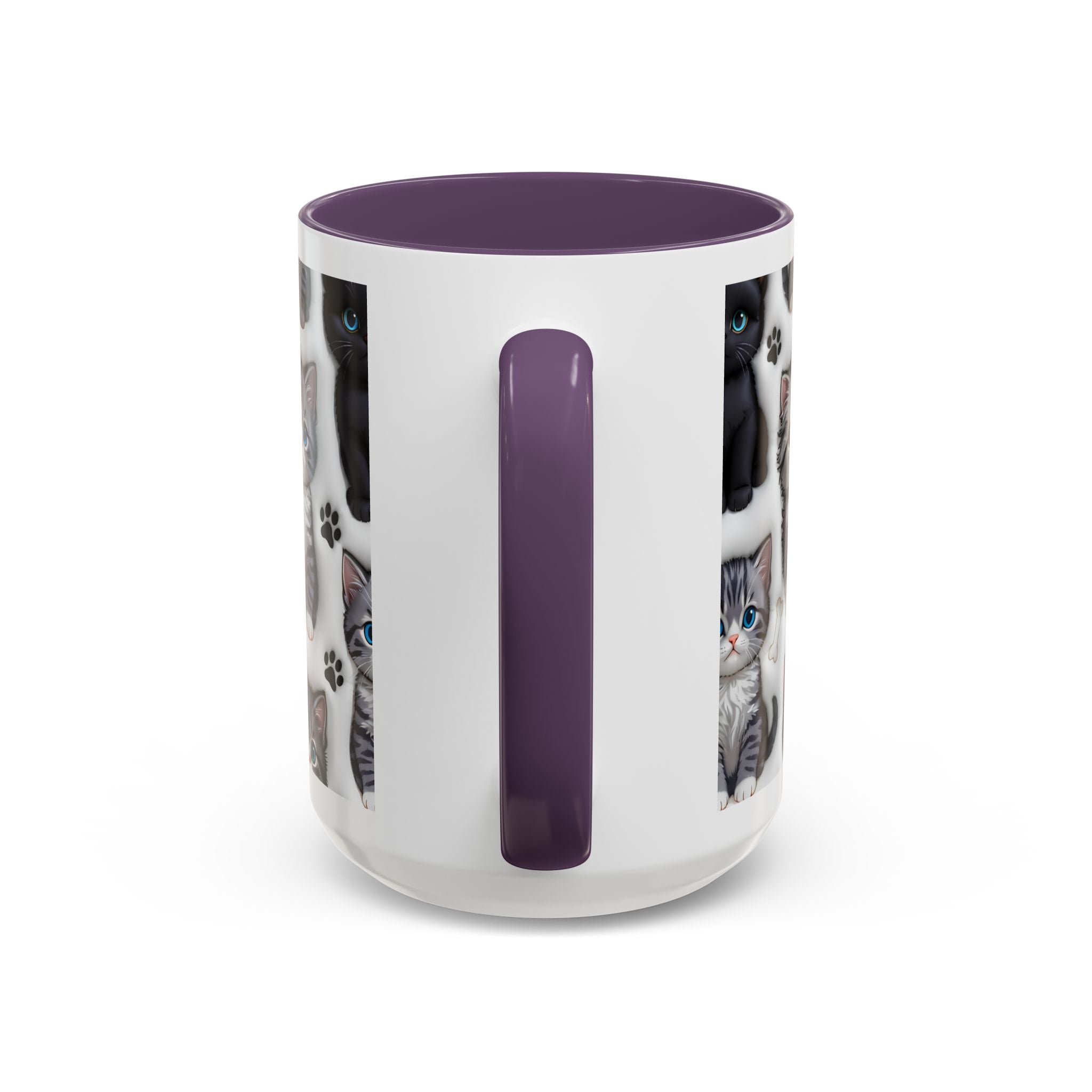 Cute Kitten Pattern Accent Coffee Mug | Cat Paw Print Design