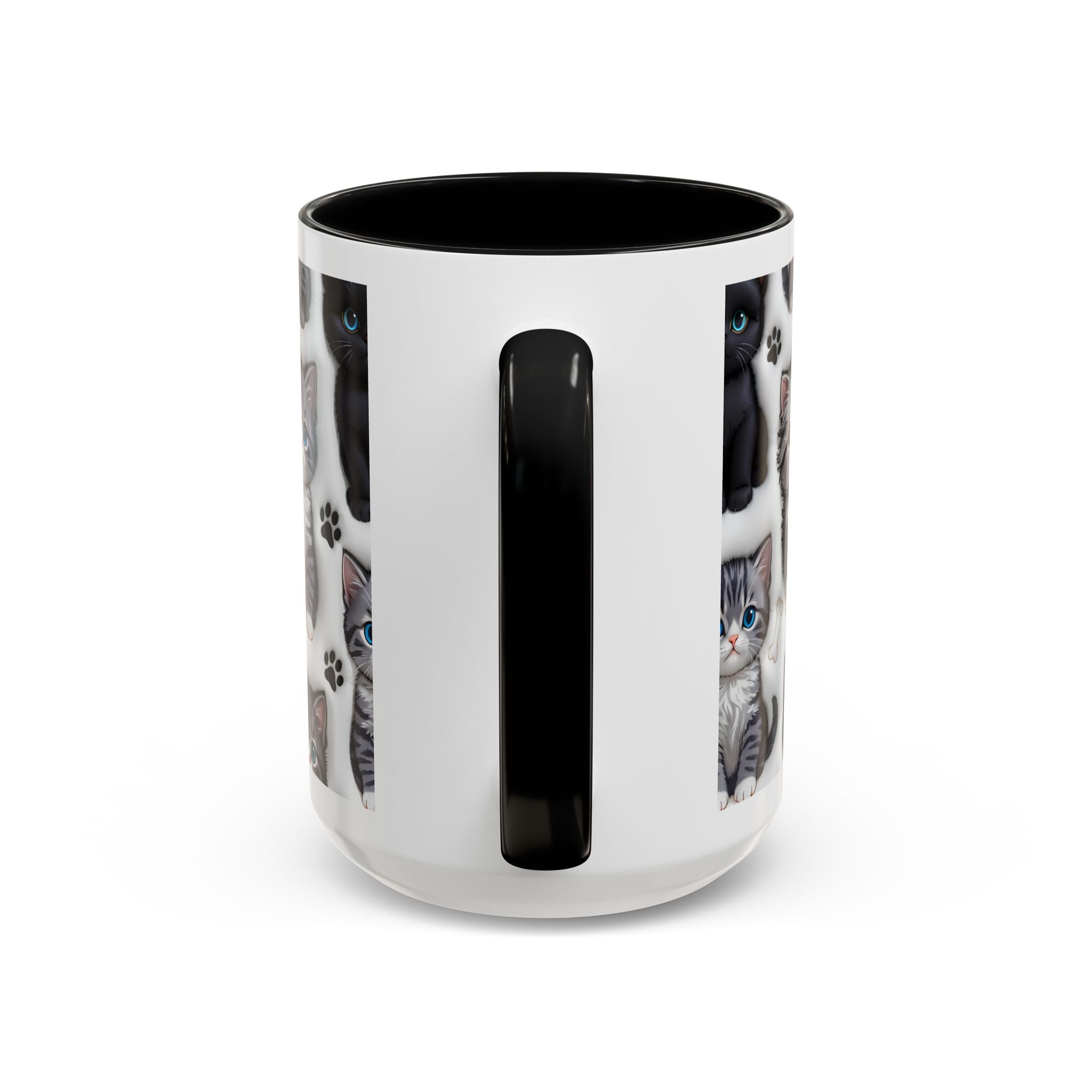 Cute Kitten Pattern Accent Coffee Mug | Cat Paw Print Design