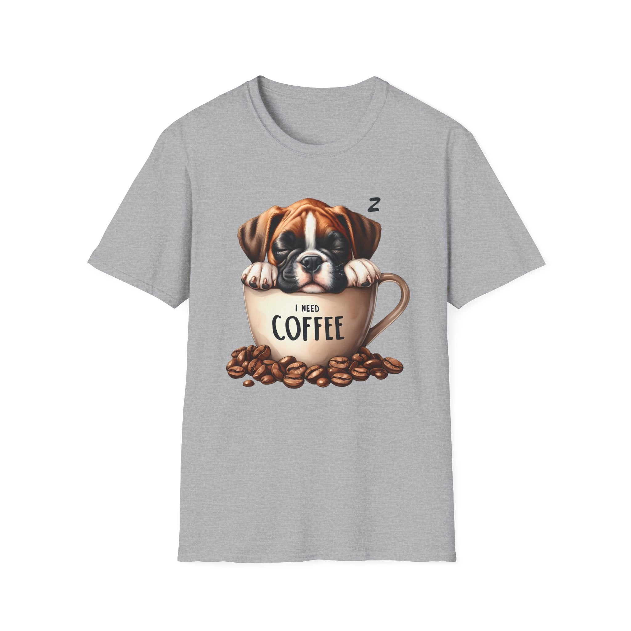 Sleeping Puppy in Coffee Cup T-Shirt | I Need Coffee Design