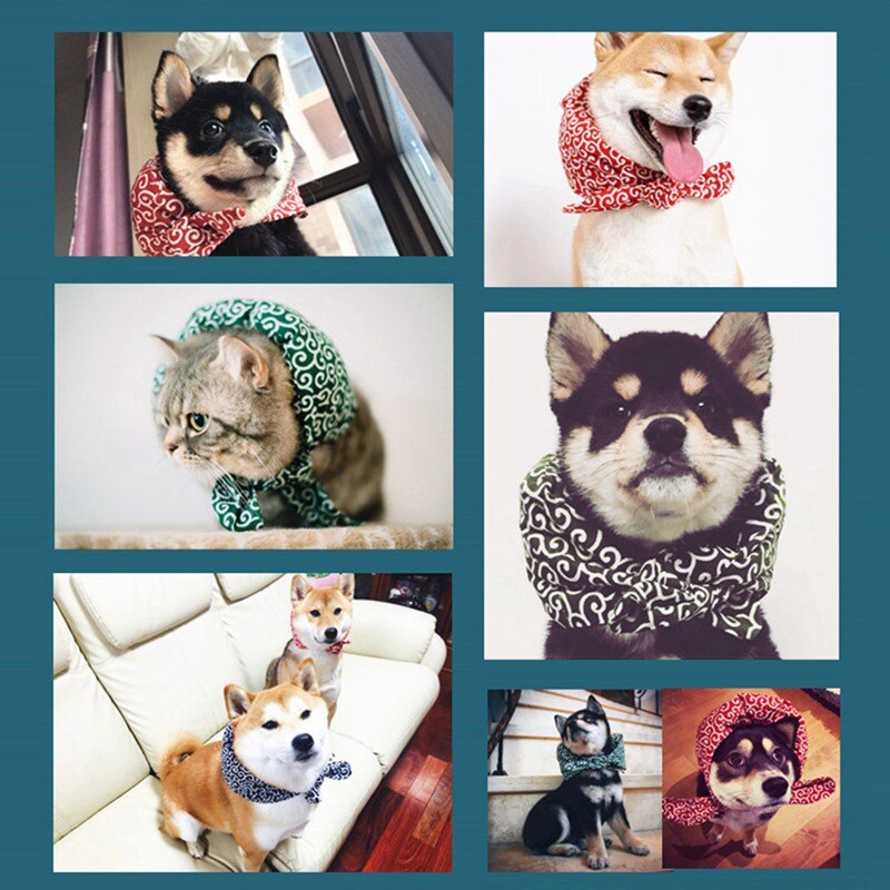 Novel Japanese Style Pet Cloth-wrappers Shaped Collar For Dogs Cats Cute Cotton Filled Scarf Dogs Grooming Accessories Decor