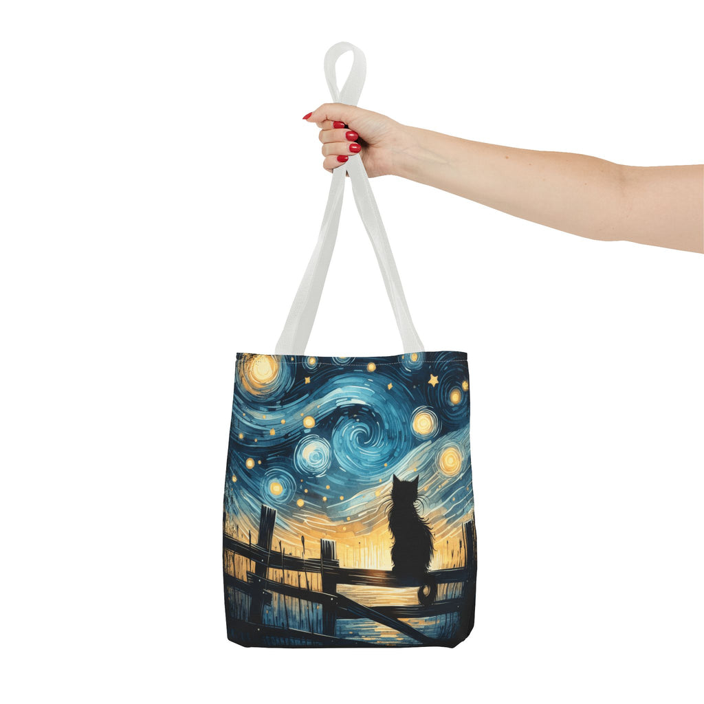 Starry Night Cat Tote | Van Gogh Inspired Swirling Sky Bag