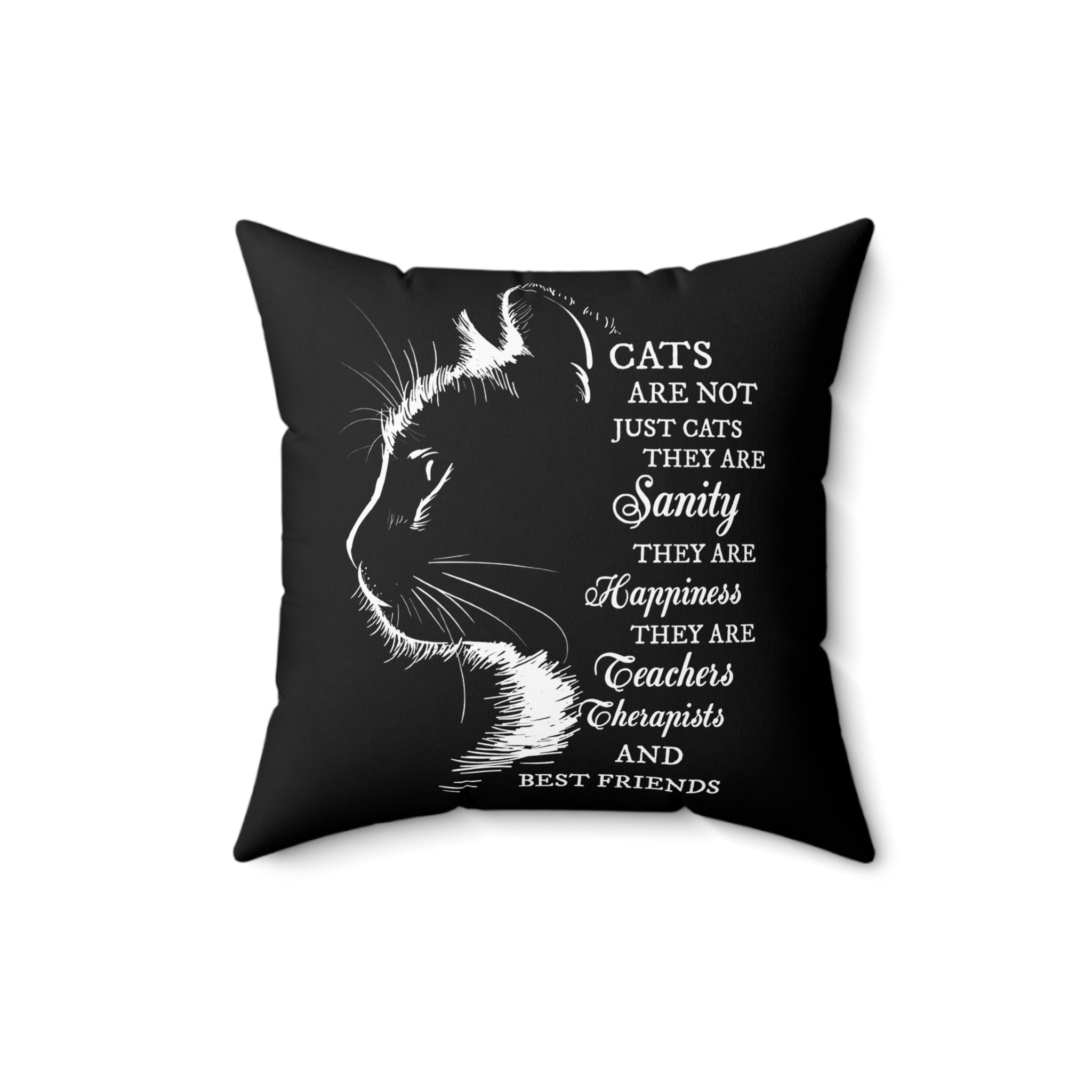 Black Cat Silhouette Pillow | Cat Quote Throw Pillow, Square Polyester Pillow
