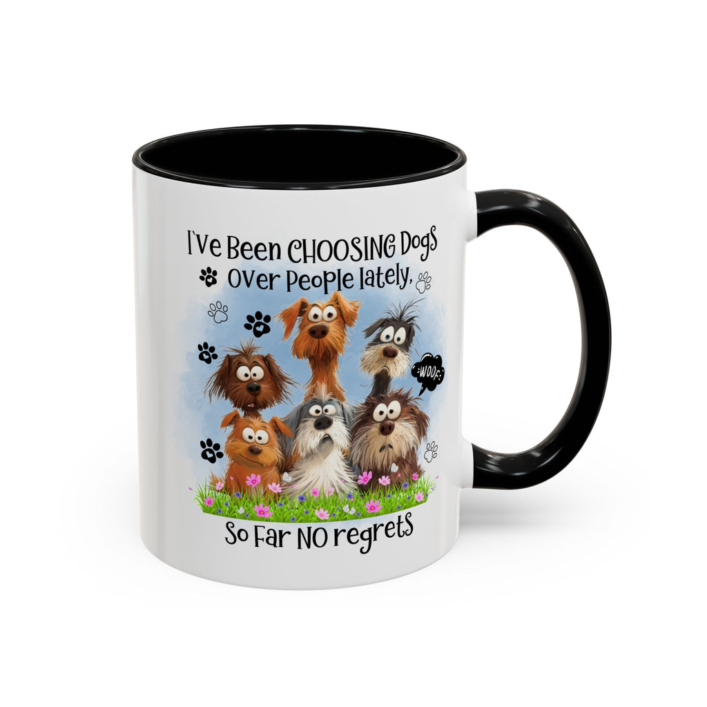 Choosing Dogs Over People Mug | Funny Cute Cartoon Dogs, 11oz 15oz Accent Coffee Mug