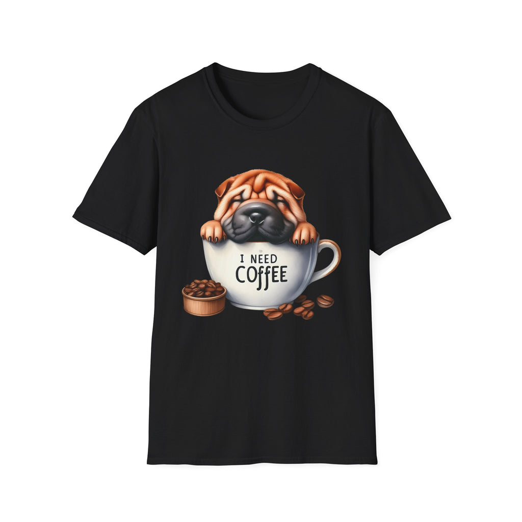 Pug in Coffee Cup T-Shirt | I Need Coffee Puppy Tee