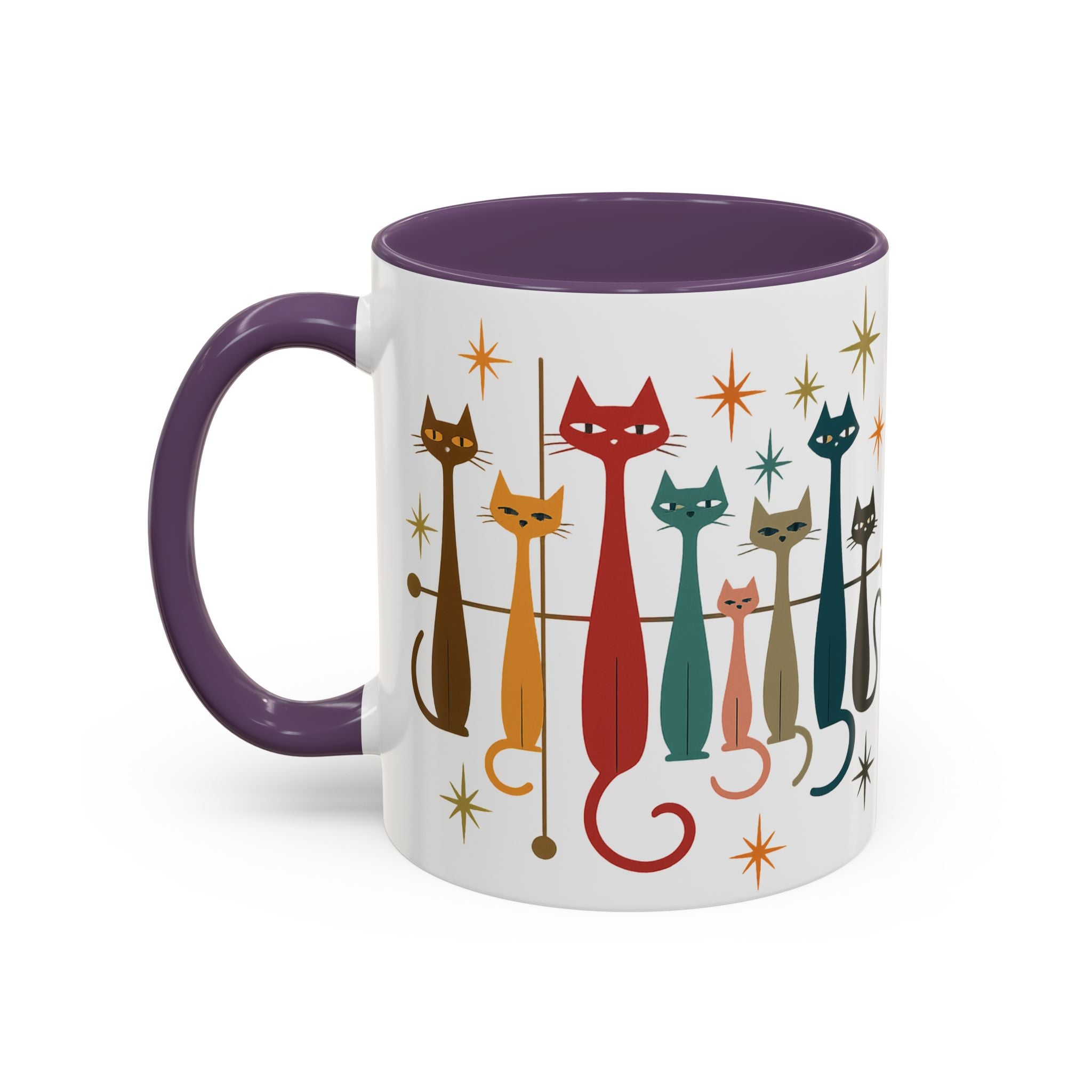 Retro Mid-Century Cats 1950s 1960s Accent Coffee Mug | 11oz 15oz