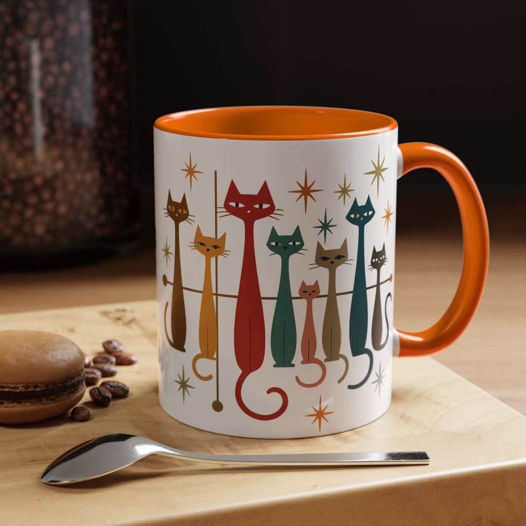 Retro Mid-Century Cats 1950s 1960s Accent Coffee Mug | 11oz 15oz