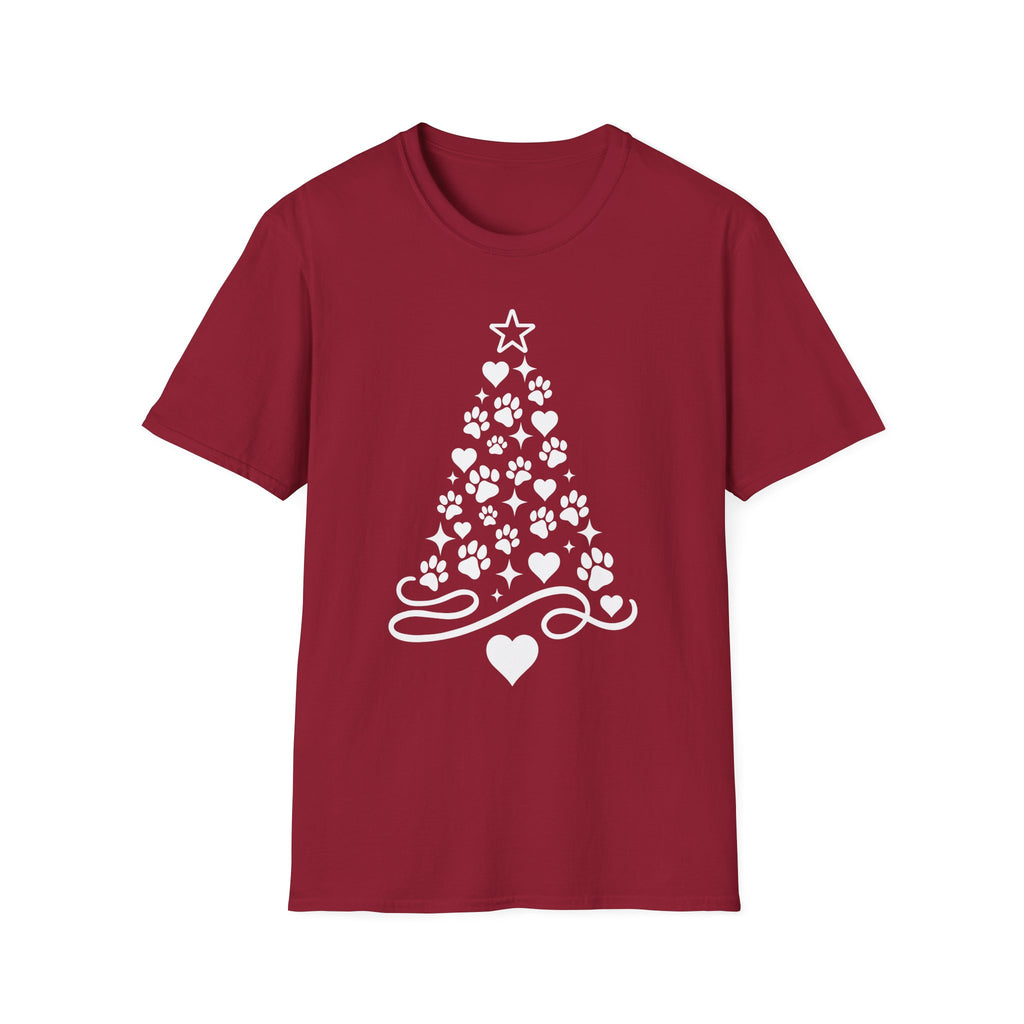 Paw Paw Print Christmas Tree T-Shirt | Dog Lover Holiday Tee