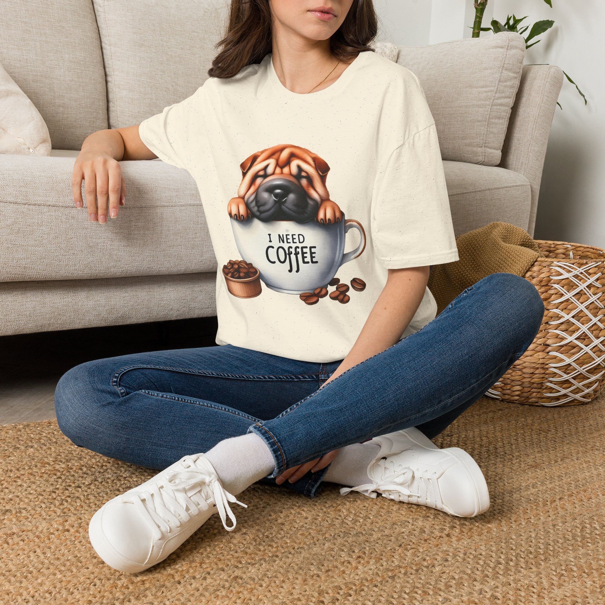 Pug in Coffee Cup T-Shirt | I Need Coffee Puppy Tee