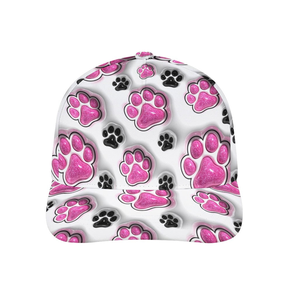 3D Sparkly Pet Paws Inflated Tumbler Wrap, Puffy Pink Glitter Dog Mom Sublimation Design, Dog Lover Cap