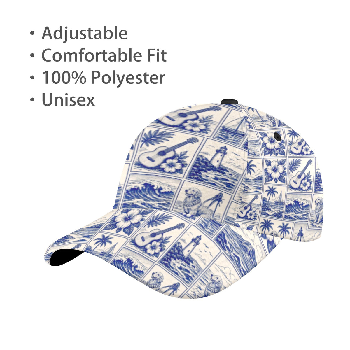 Golden Retriever Surf Style All Over Print Snapback Mom Dad Cap – 7-Panel Chino Cotton Twill Hat