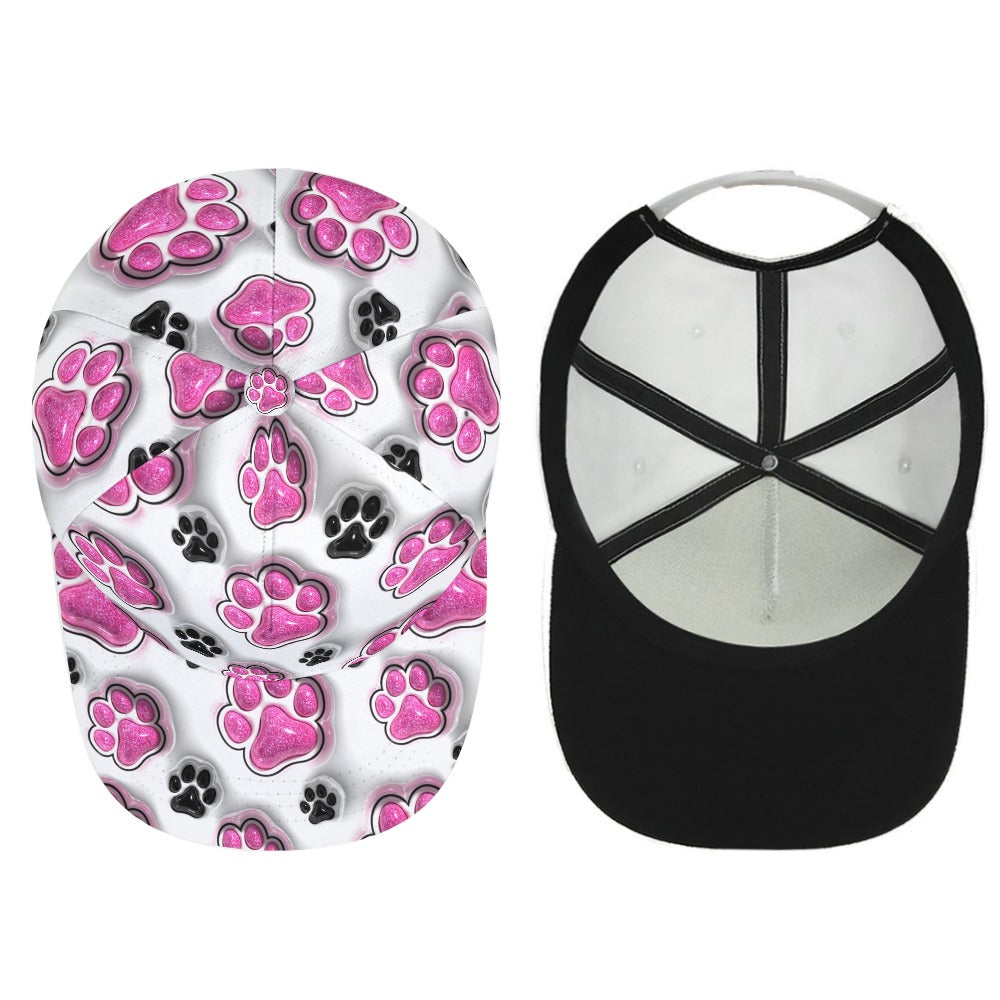3D Sparkly Pet Paws Inflated Tumbler Wrap, Puffy Pink Glitter Dog Mom Sublimation Design, Dog Lover Cap
