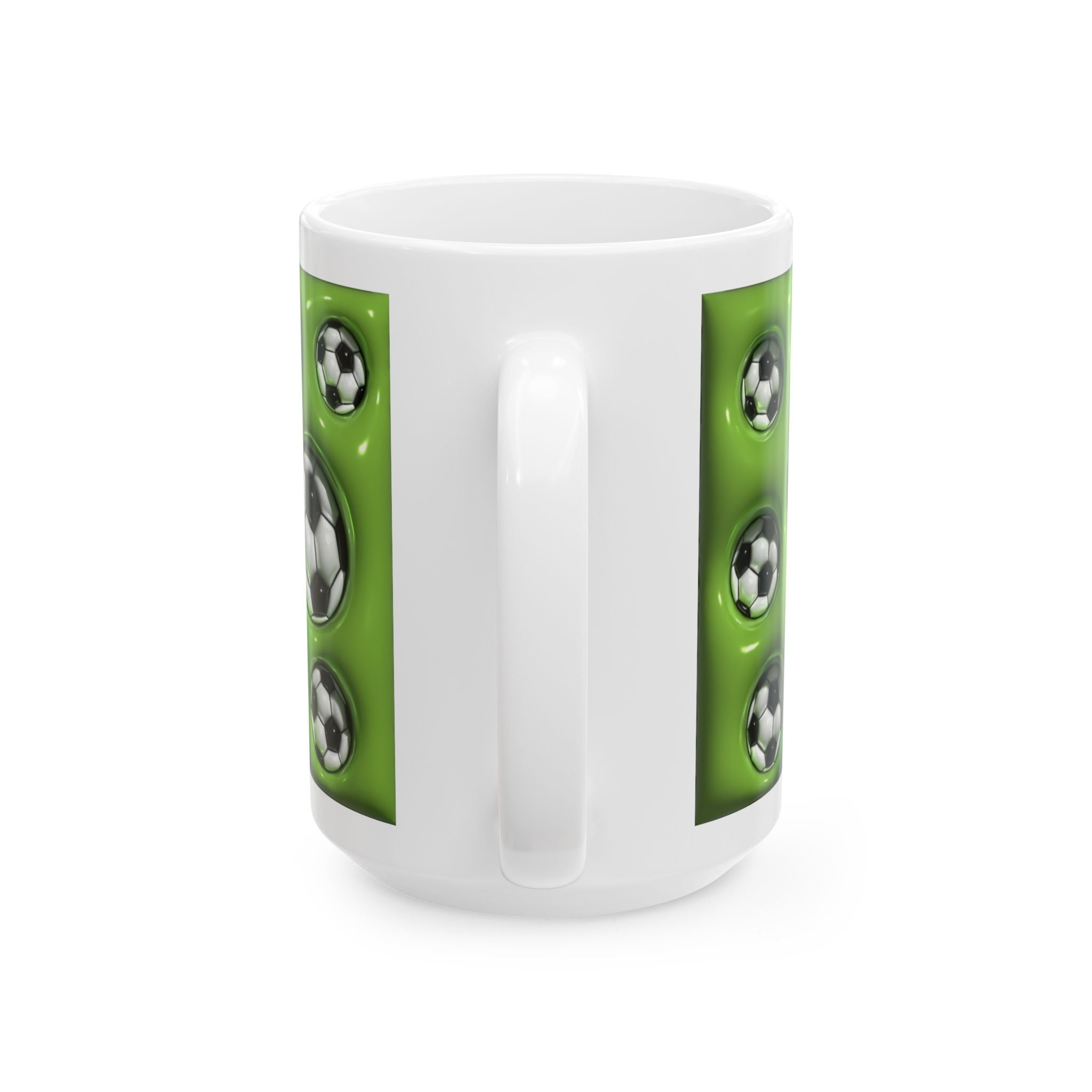 Soccer Ball Pattern Mug | Green Football Design, Ceramic Coffee Cup