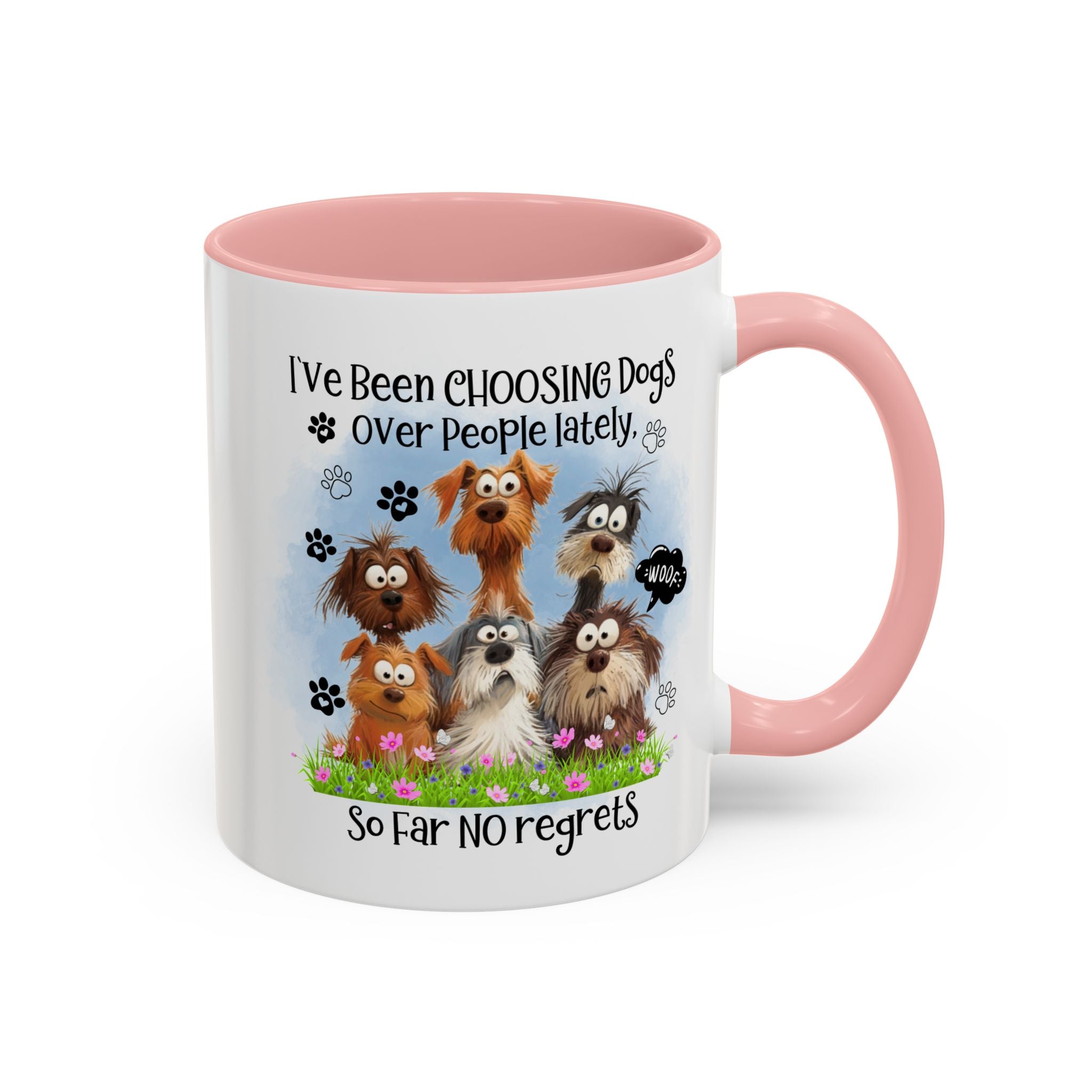 Choosing Dogs Over People Mug | Funny Cute Cartoon Dogs, 11oz 15oz Accent Coffee Mug