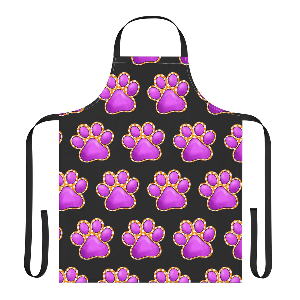 Purple Paw Print Apron | Pet Lover Kitchen Apron, Colorful Paw Pattern