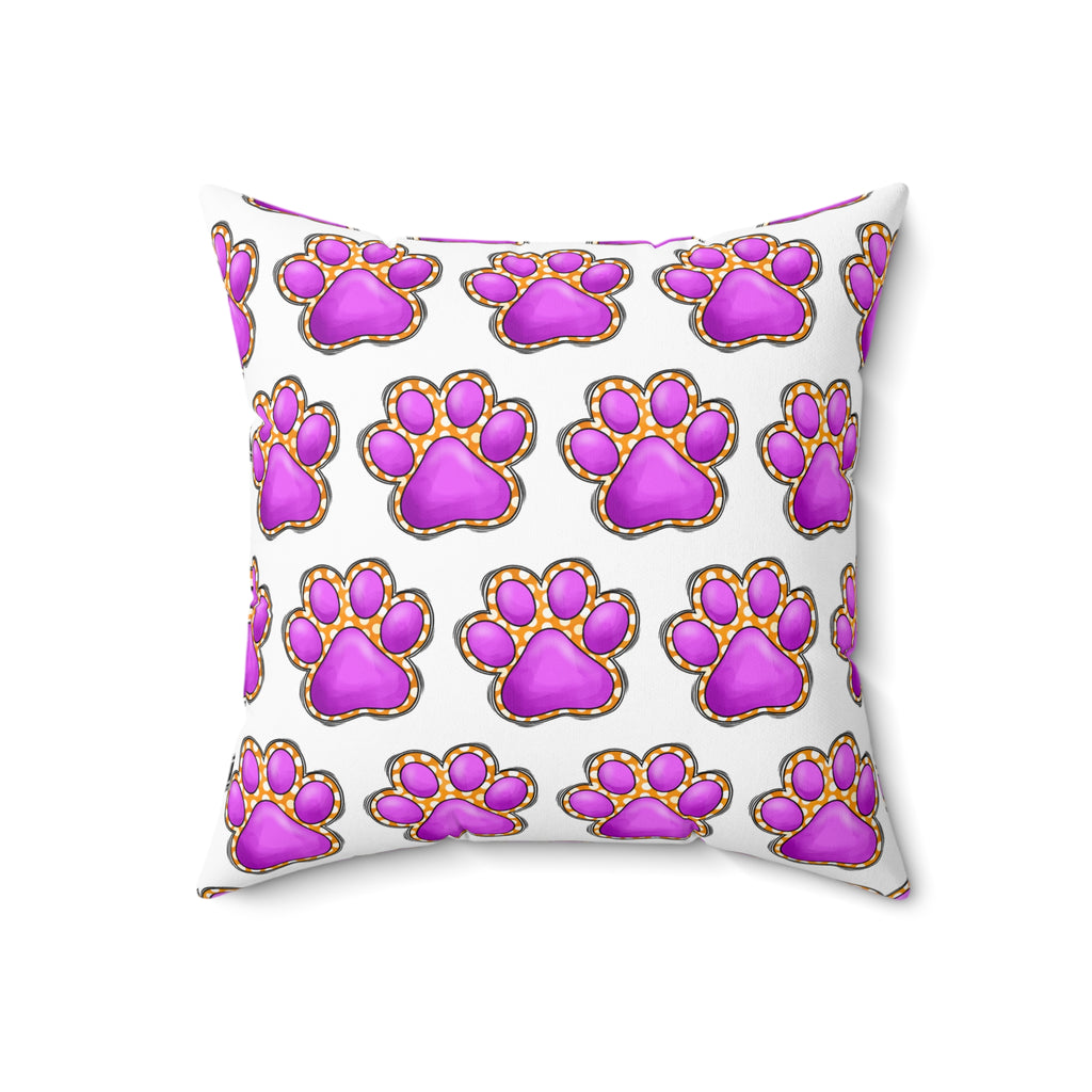 Pink Paw Print Pattern Pillow | Pet Lover Decorative Cushion