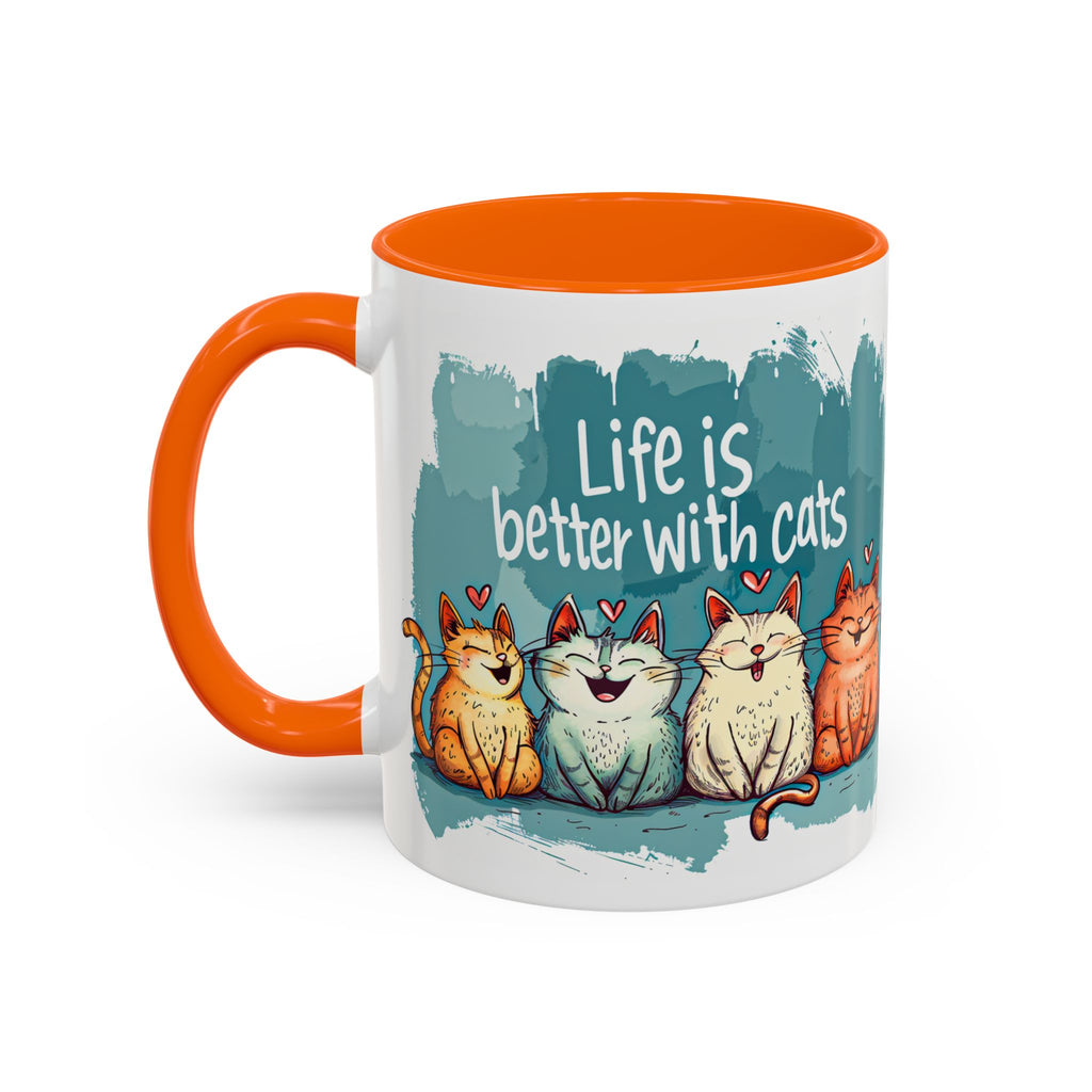 Life Is Better With Cats Coffee Mug | Accent Two-Tone Mug