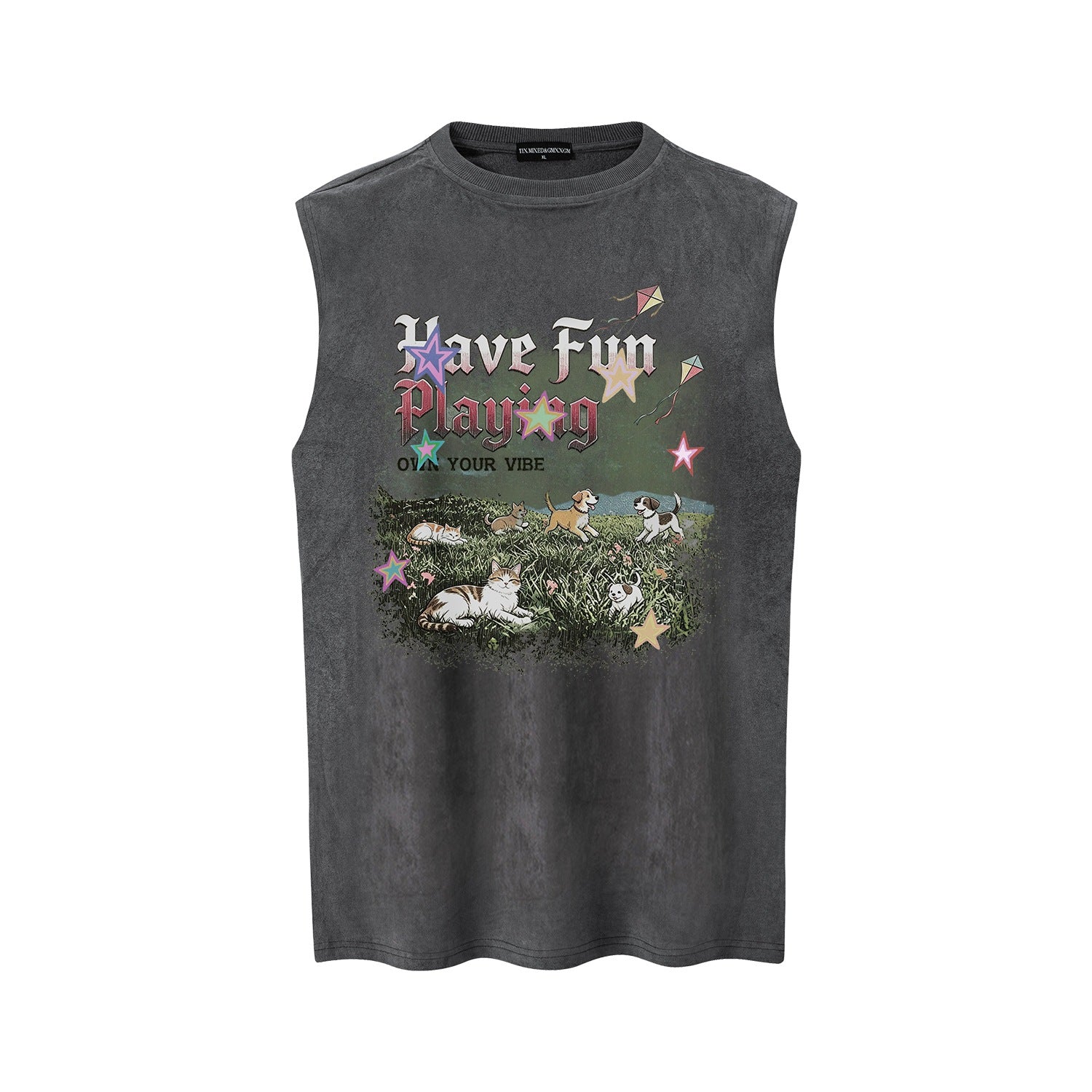 Make old cat and dog printed vest
