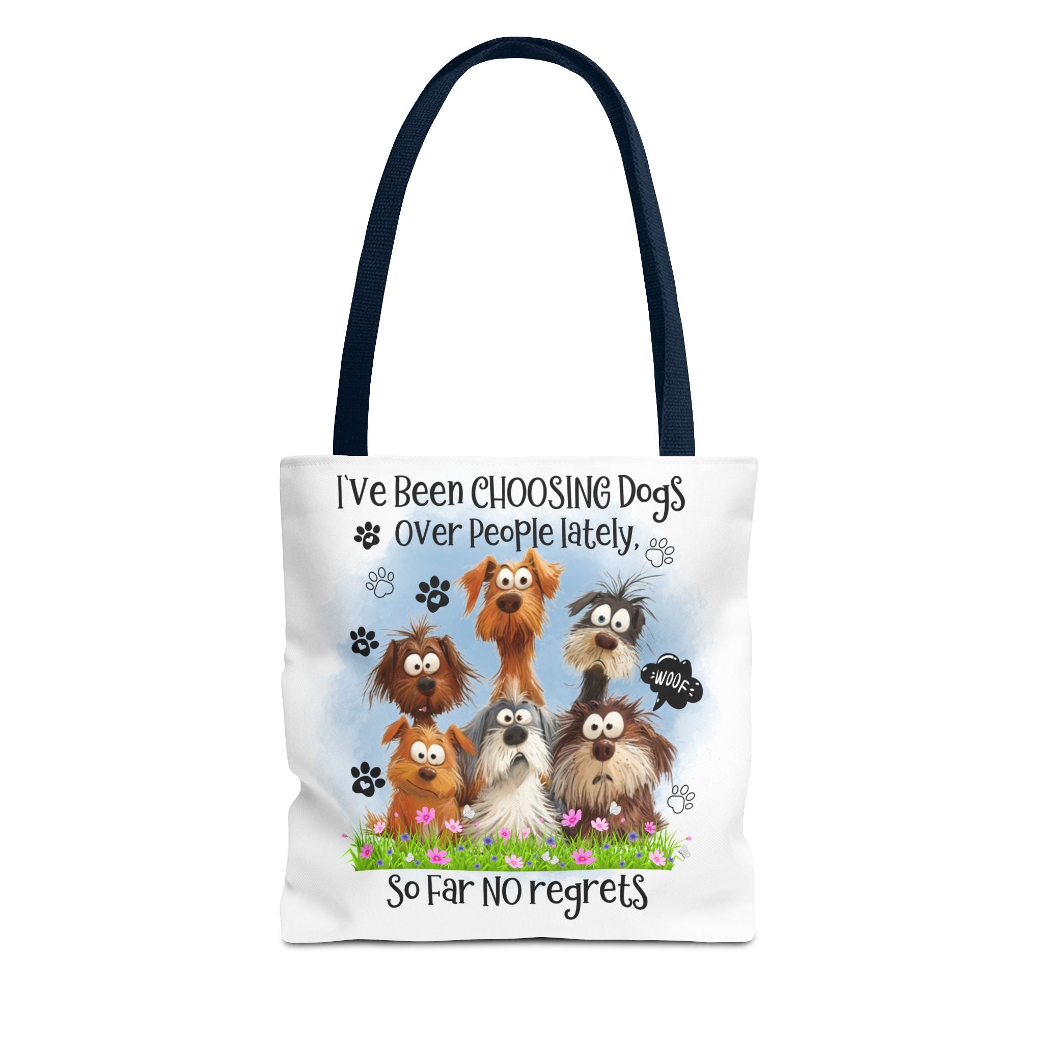 Choosing Dogs Over People Tote Bag | Cute Cartoon Dogs, Paw Print Design