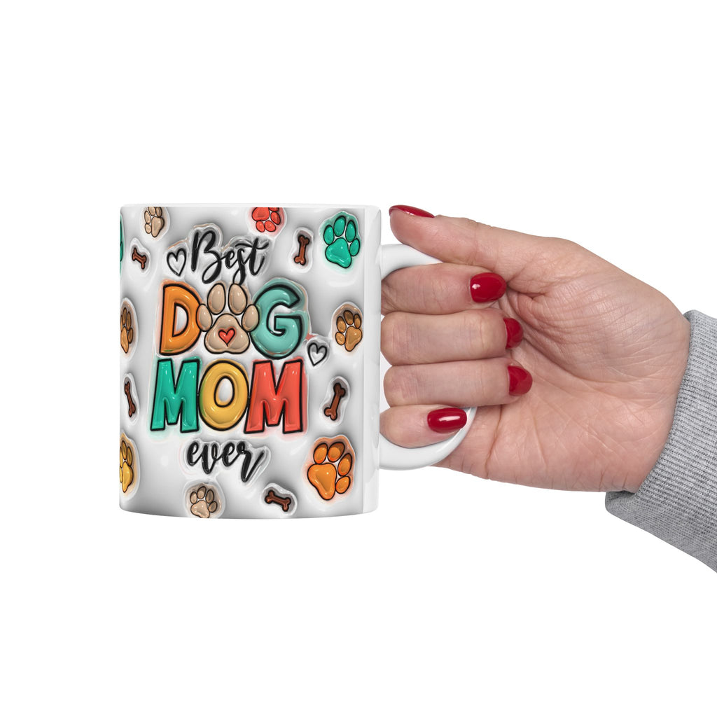 Best Dog Mom mug | Paw Print Pattern Ceramic Mug, 11oz or 15oz