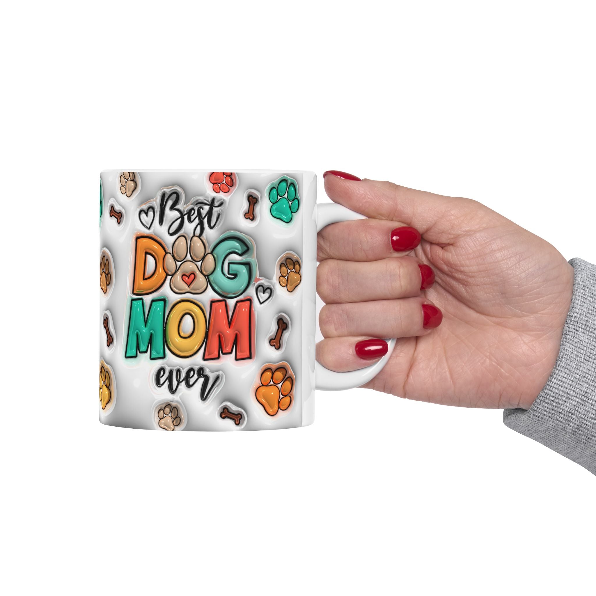 Best Dog Mom mug | Paw Print Pattern Ceramic Mug, 11oz or 15oz