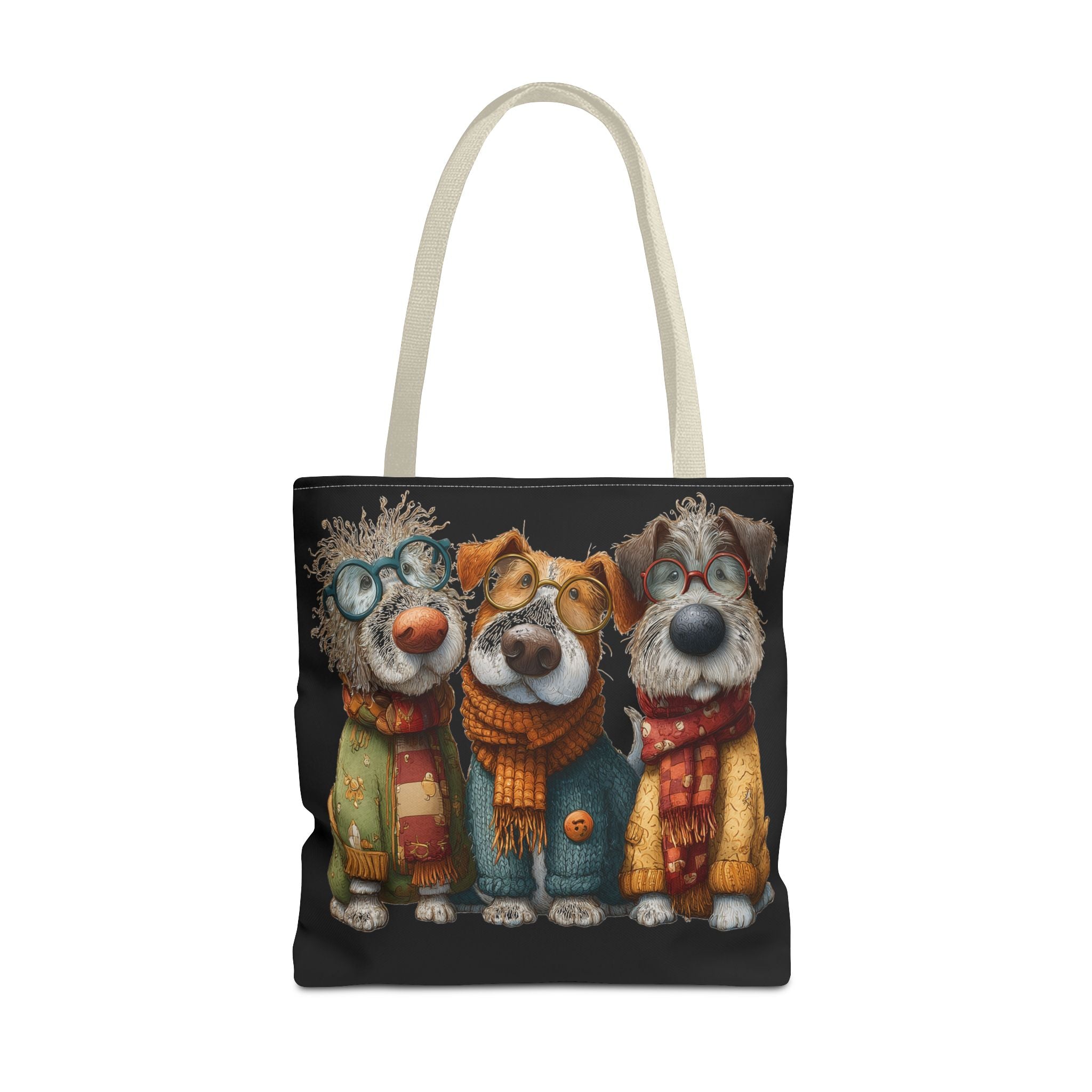 Three Cozy Dogs Tote Bag | Cute Winter Dogs Illustration