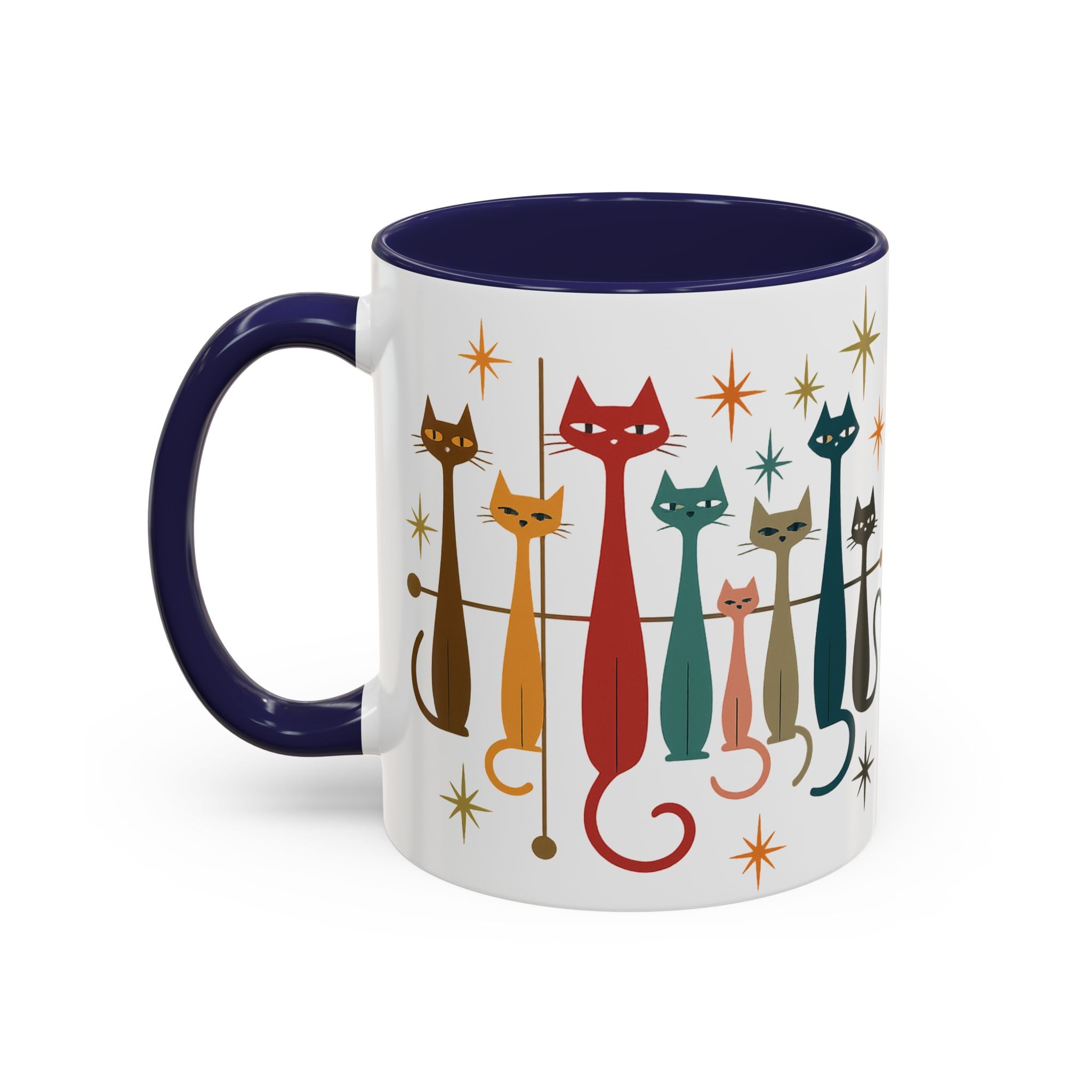 Retro Mid-Century Cats 1950s 1960s Accent Coffee Mug | 11oz 15oz