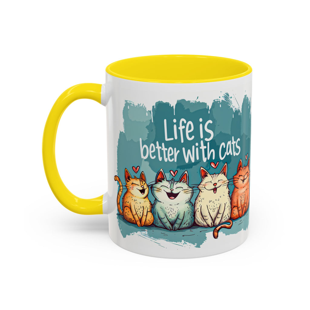 Life Is Better With Cats Coffee Mug | Accent Two-Tone Mug