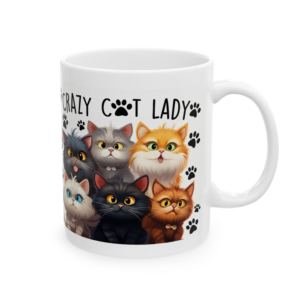 Crazy Cat Lady Cats mug | Cute cartoon kittens paw prints ceramic mug