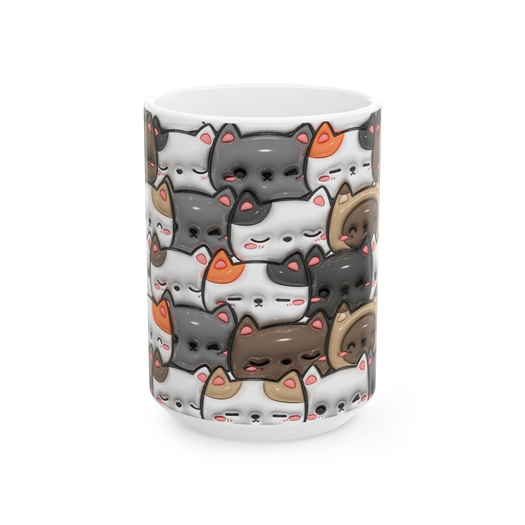 Kawaii Cat Pattern Mug | Cute Cats Ceramic Coffee Cup