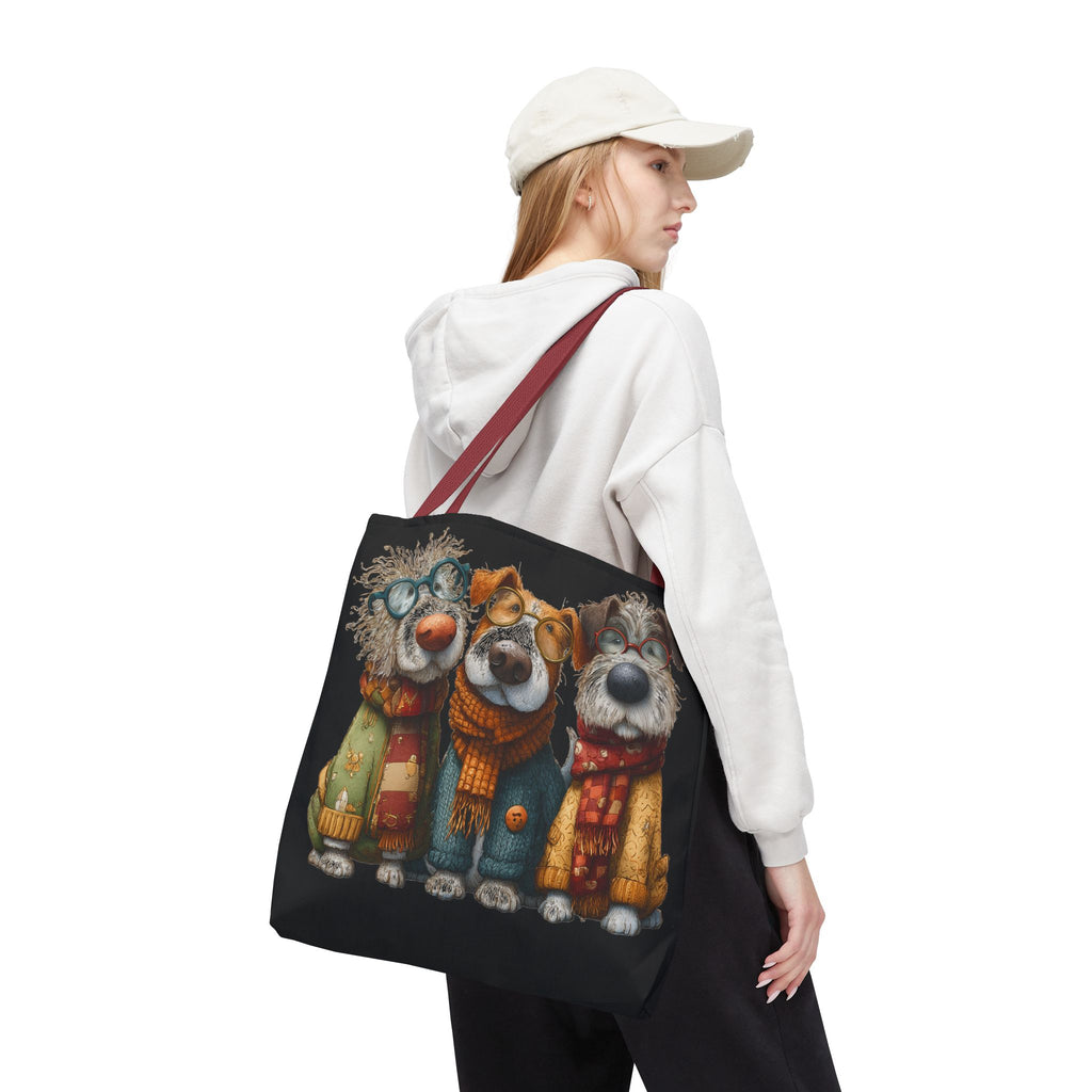Three Cozy Dogs Tote Bag | Cute Winter Dogs Illustration