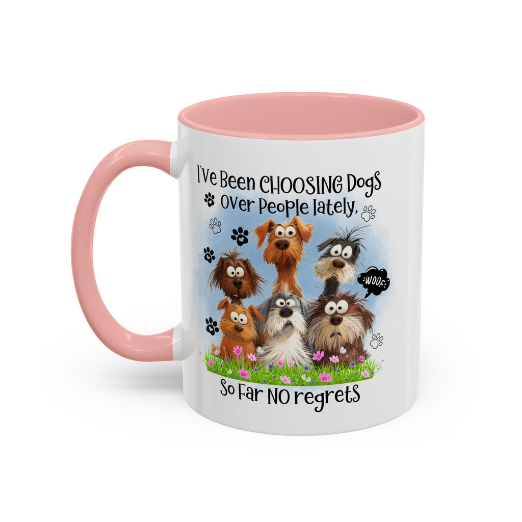 Choosing Dogs Over People Mug | Funny Cute Cartoon Dogs, 11oz 15oz Accent Coffee Mug