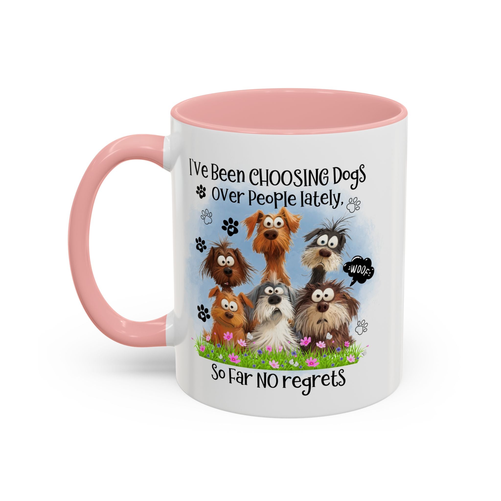 Choosing Dogs Over People Mug | Funny Cute Cartoon Dogs, 11oz 15oz Accent Coffee Mug
