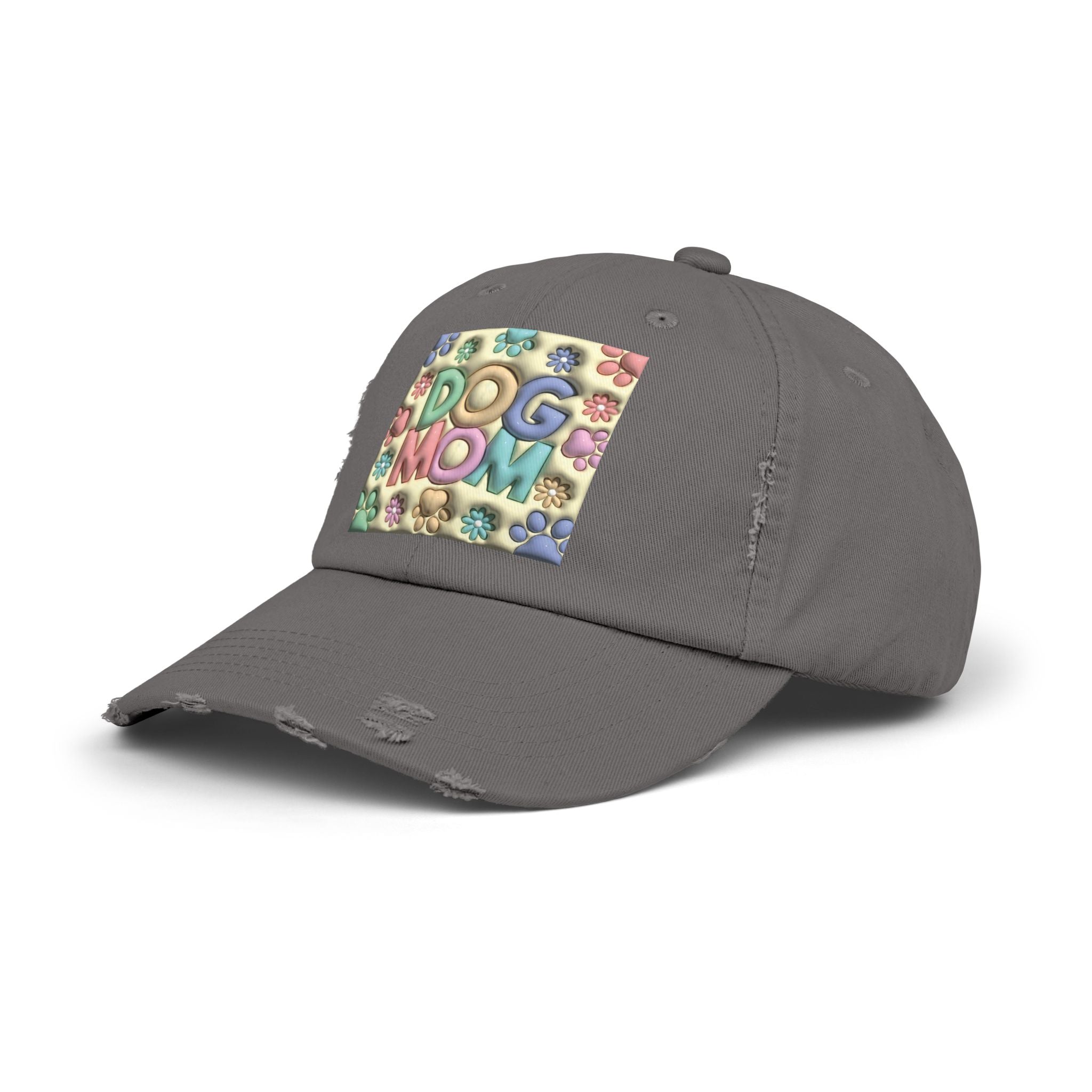 Dog Mom pastel paw print Hat | Distressed Dad Cap