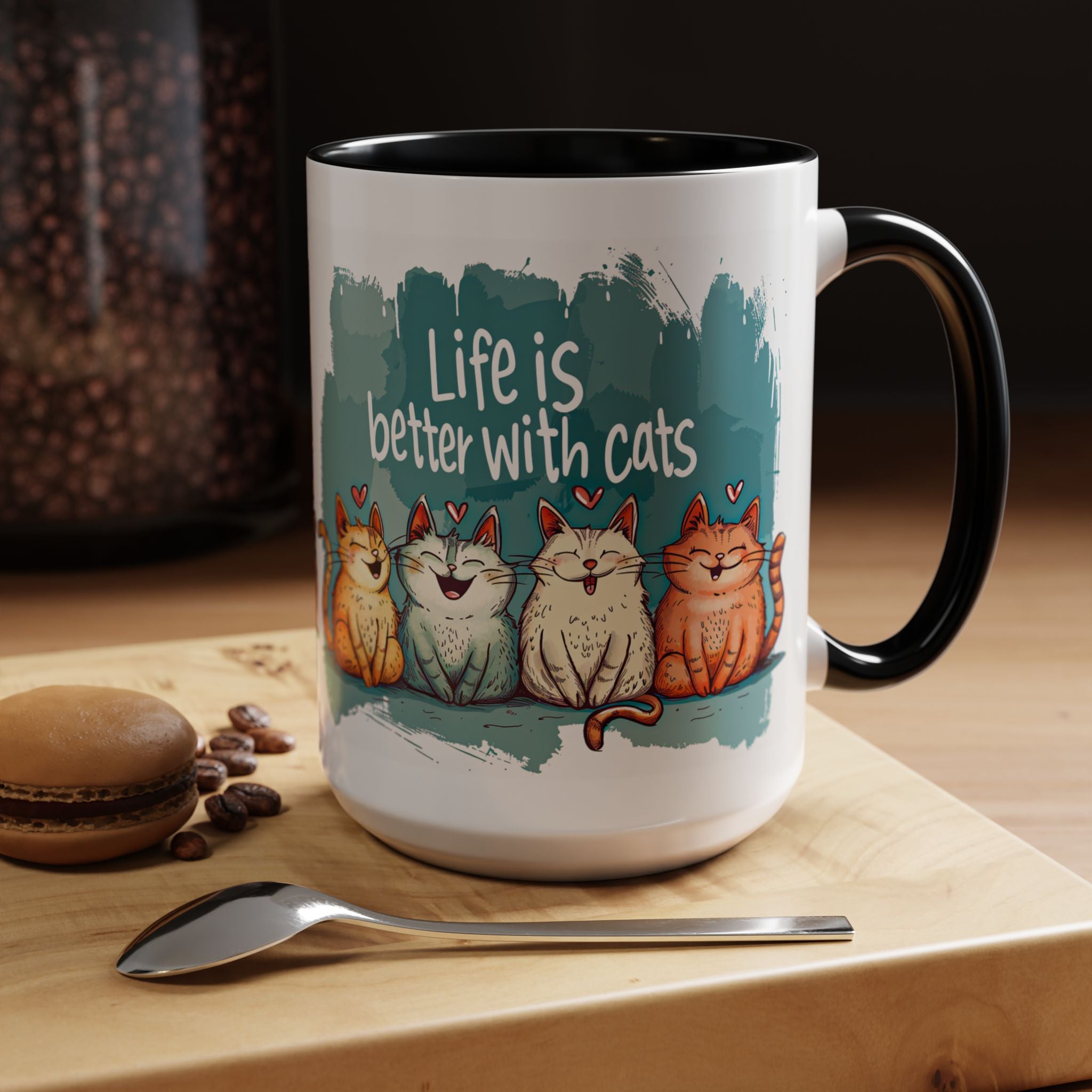 Life Is Better With Cats Coffee Mug | Accent Two-Tone Mug