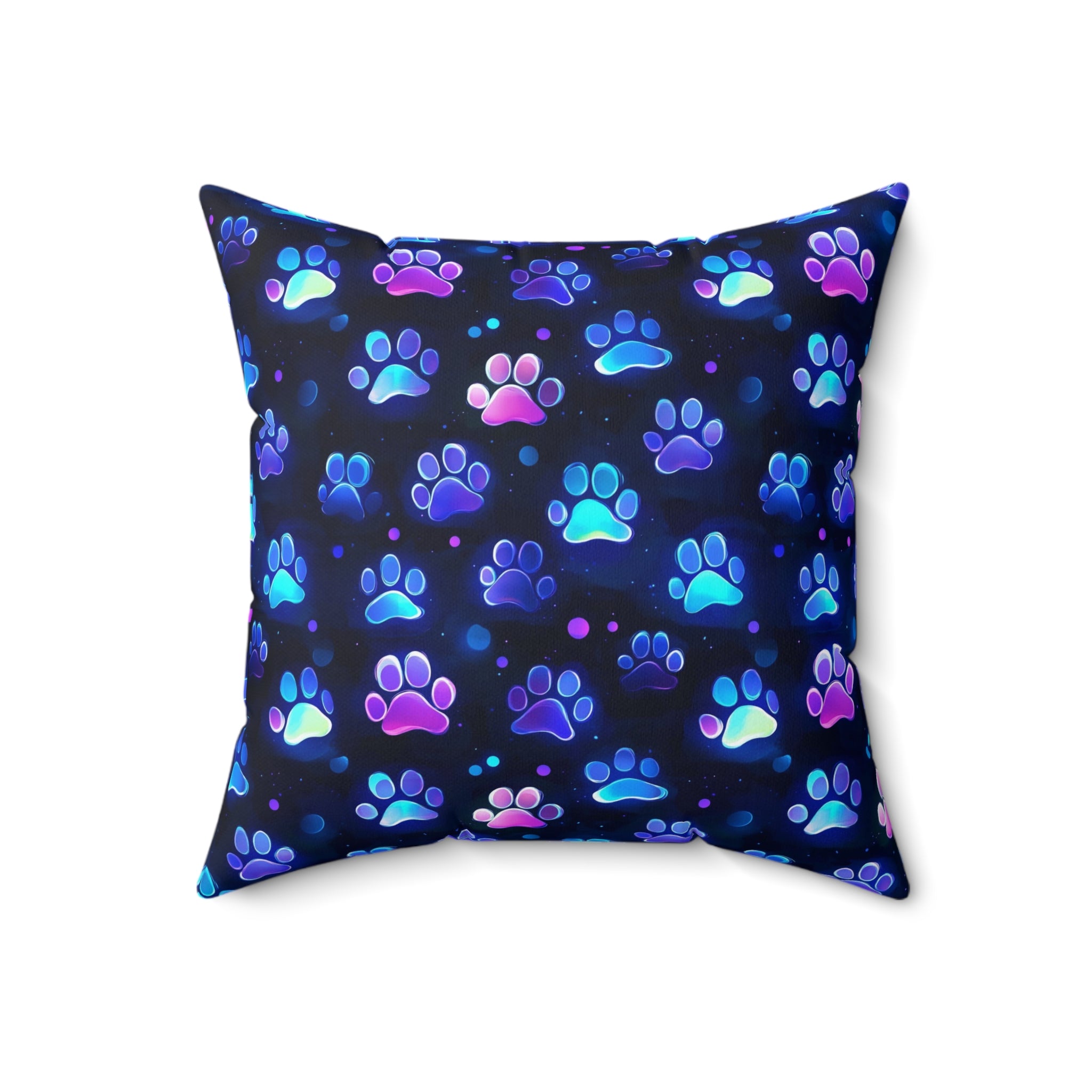 Neon Paw Print Pattern Pillow | Square Polyester Pillow