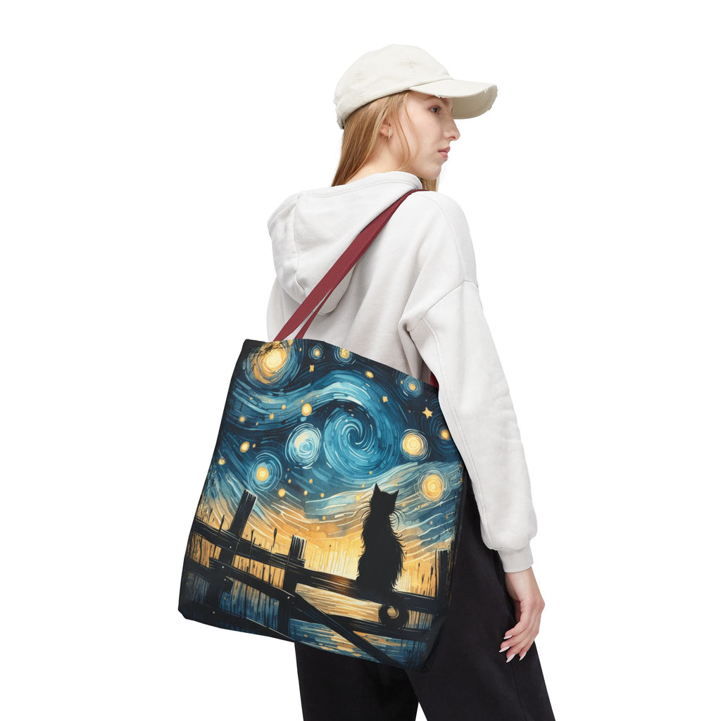 Starry Night Cat Tote | Van Gogh Inspired Swirling Sky Bag