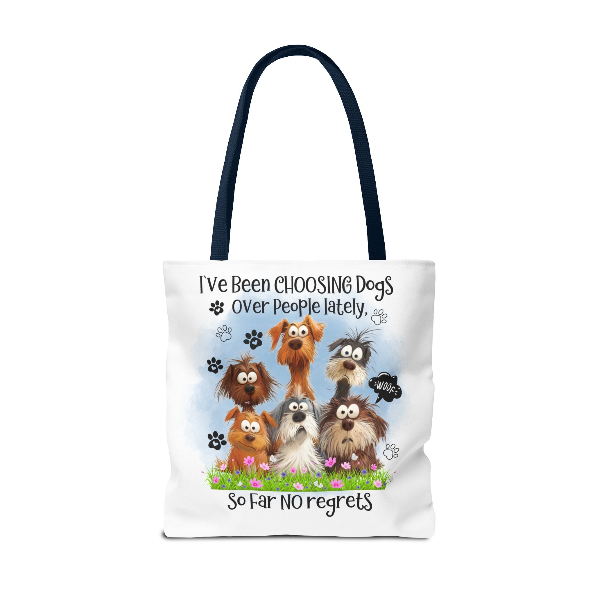 Choosing Dogs Over People Tote Bag | Cute Cartoon Dogs, Paw Print Design