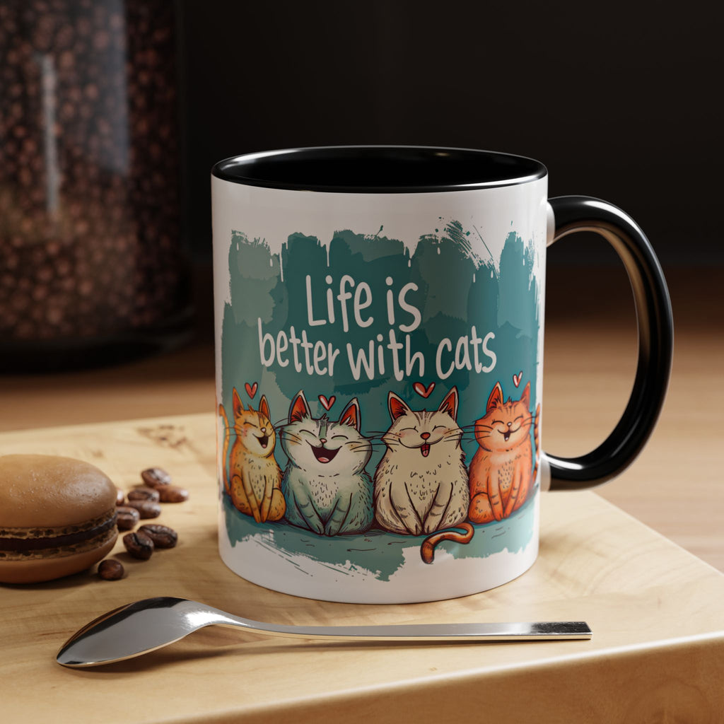 Life Is Better With Cats Coffee Mug | Accent Two-Tone Mug